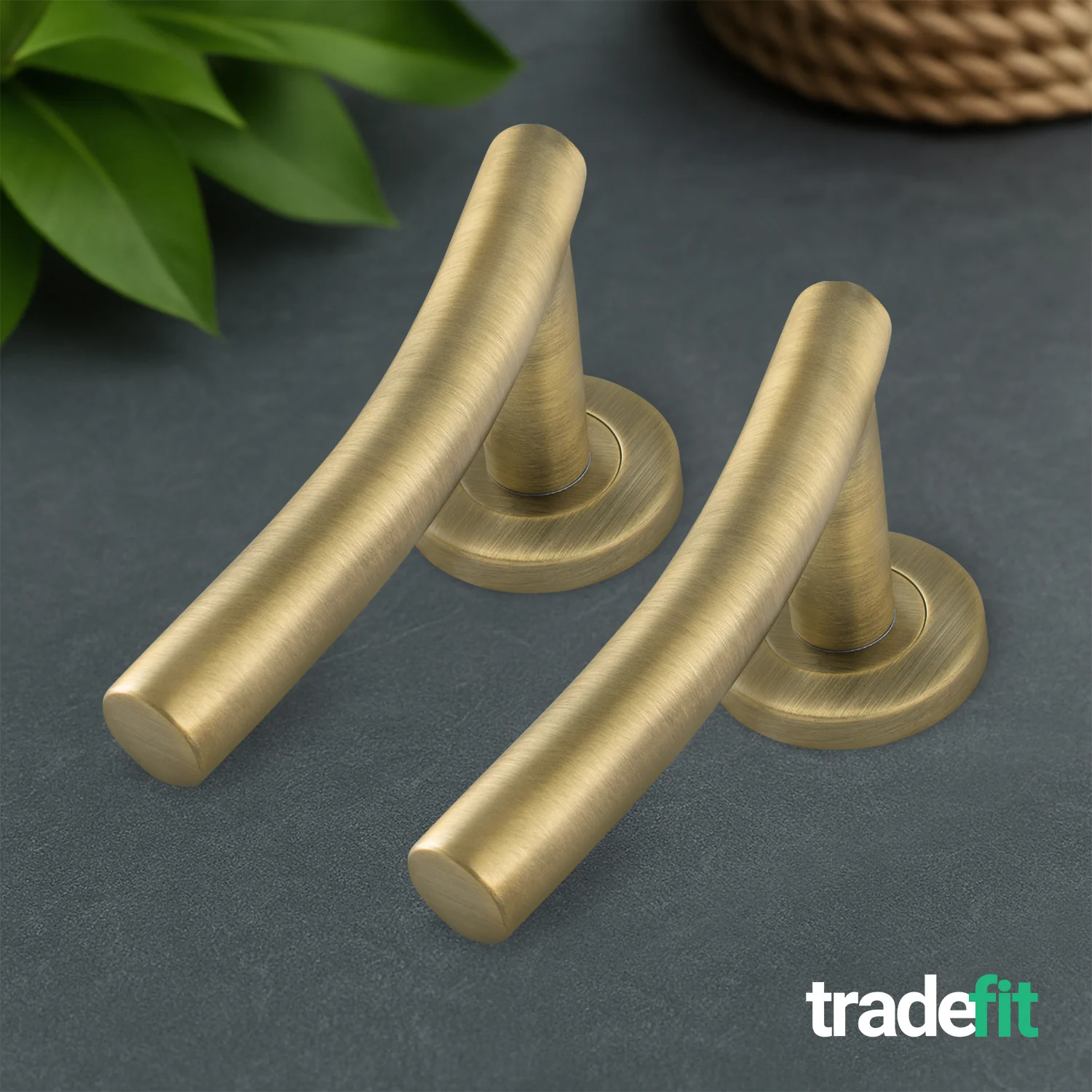 Arched Antique Brass Lever on Rose Door Handles - Image 7