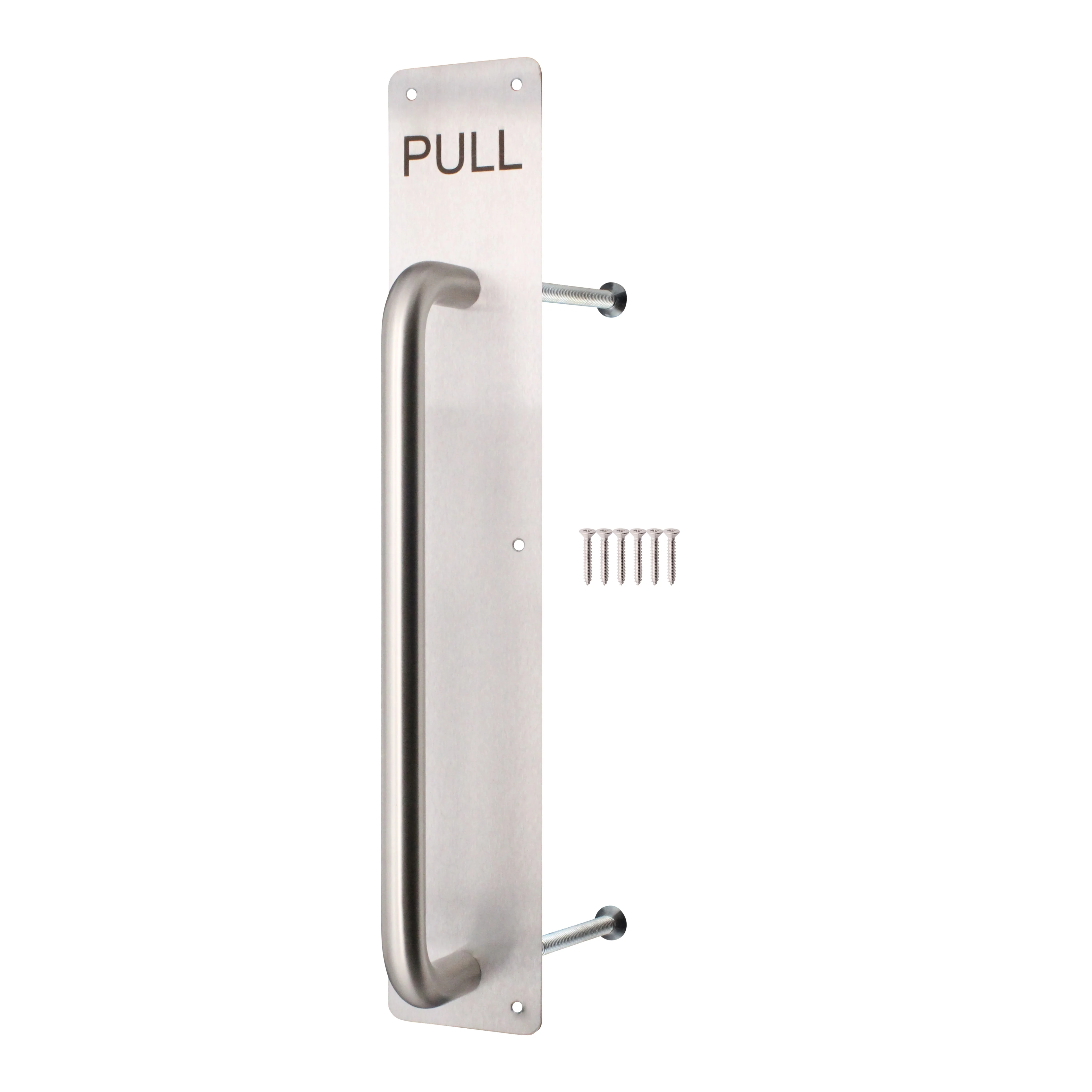 Architectural Pull Handle On Plate - Engraved Pull - 425 x 75mm - Satin Stainless Steel