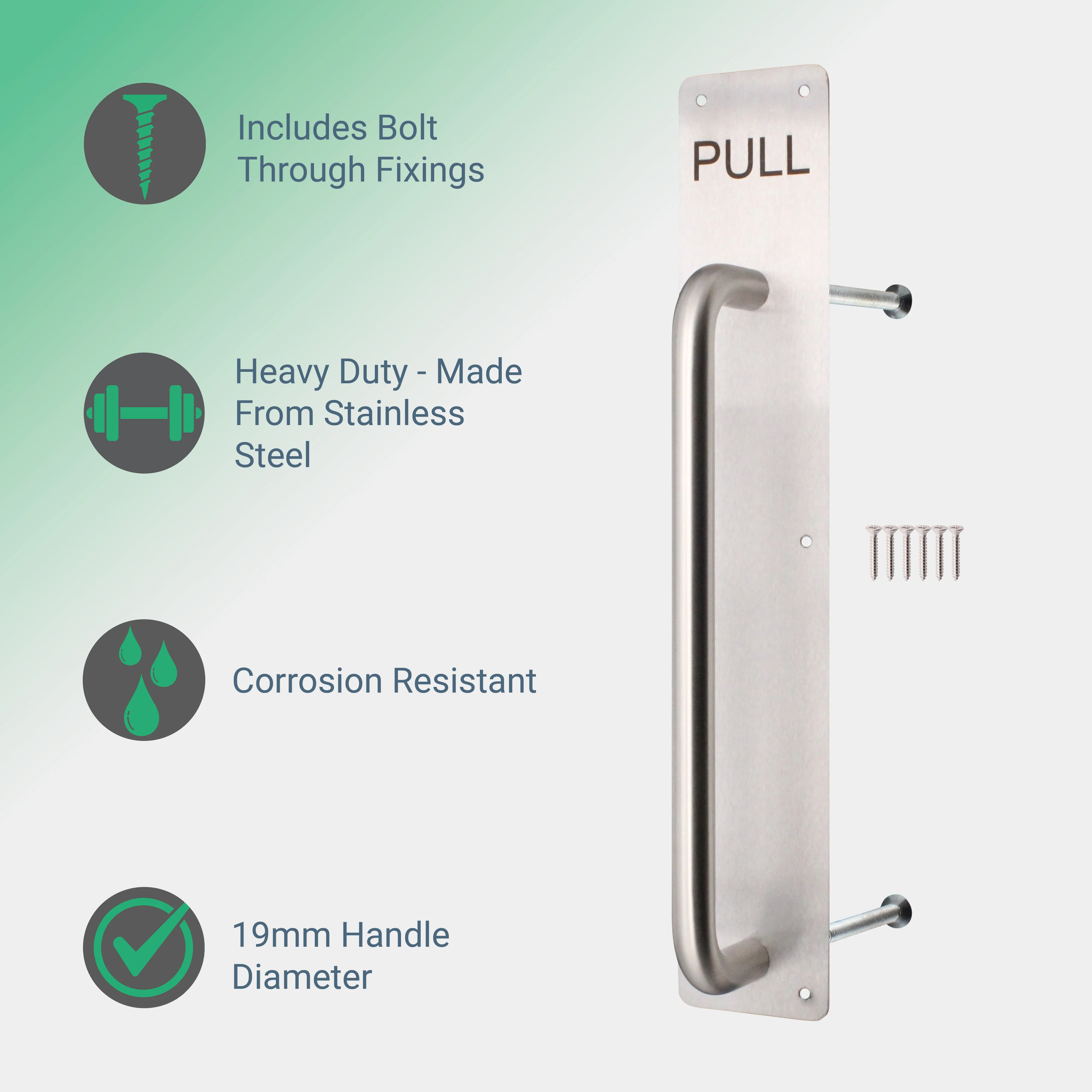 Architectural Pull Handle On Plate - Engraved Pull - 425 x 75mm - Satin Stainless Steel - Image 2