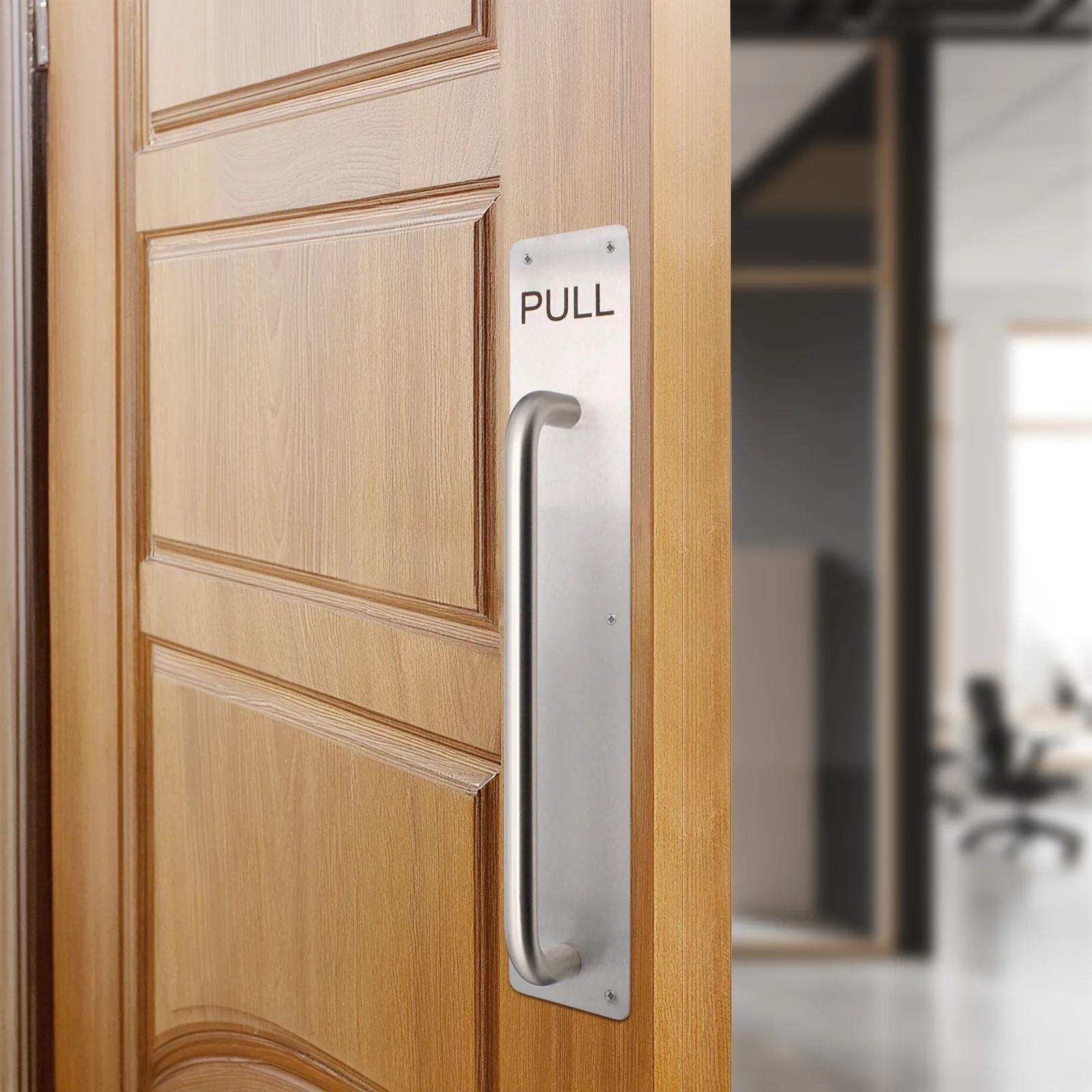 Architectural Pull Handle On Plate - Engraved Pull - 425 x 75mm - Satin Stainless Steel - Image 5