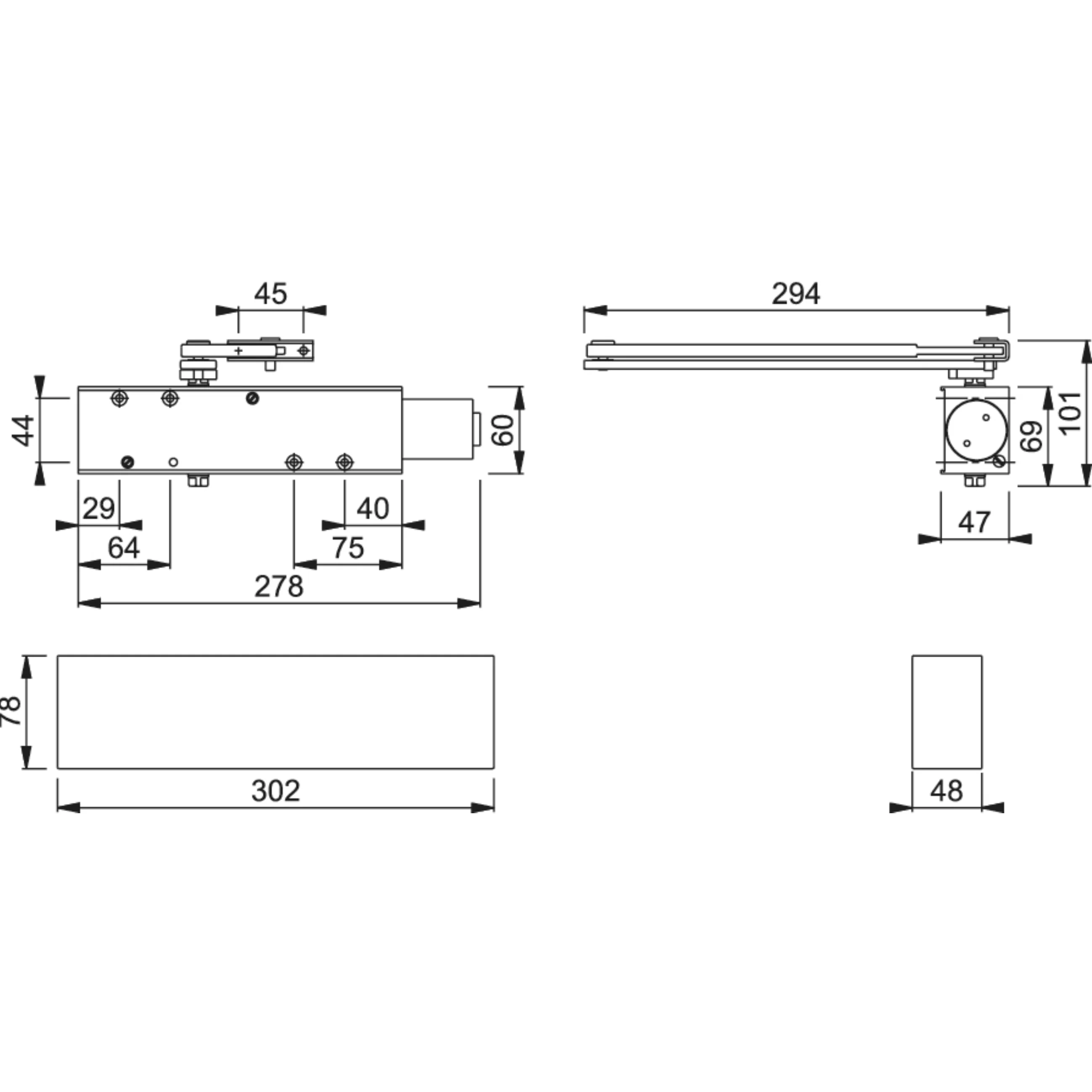 Electromagnetic Hold Open/Free Swing Fire Door Closer - Power Size 4 - Silver Cover - Image 5