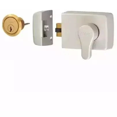 Roller Bolt Night Latch - Silver & Brass Cylinder 60 mm Backset