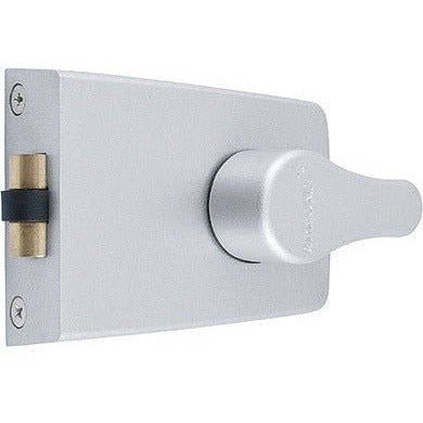 Roller Bolt Night Latch - Silver & Brass Cylinder 60 mm Backset - Image 3