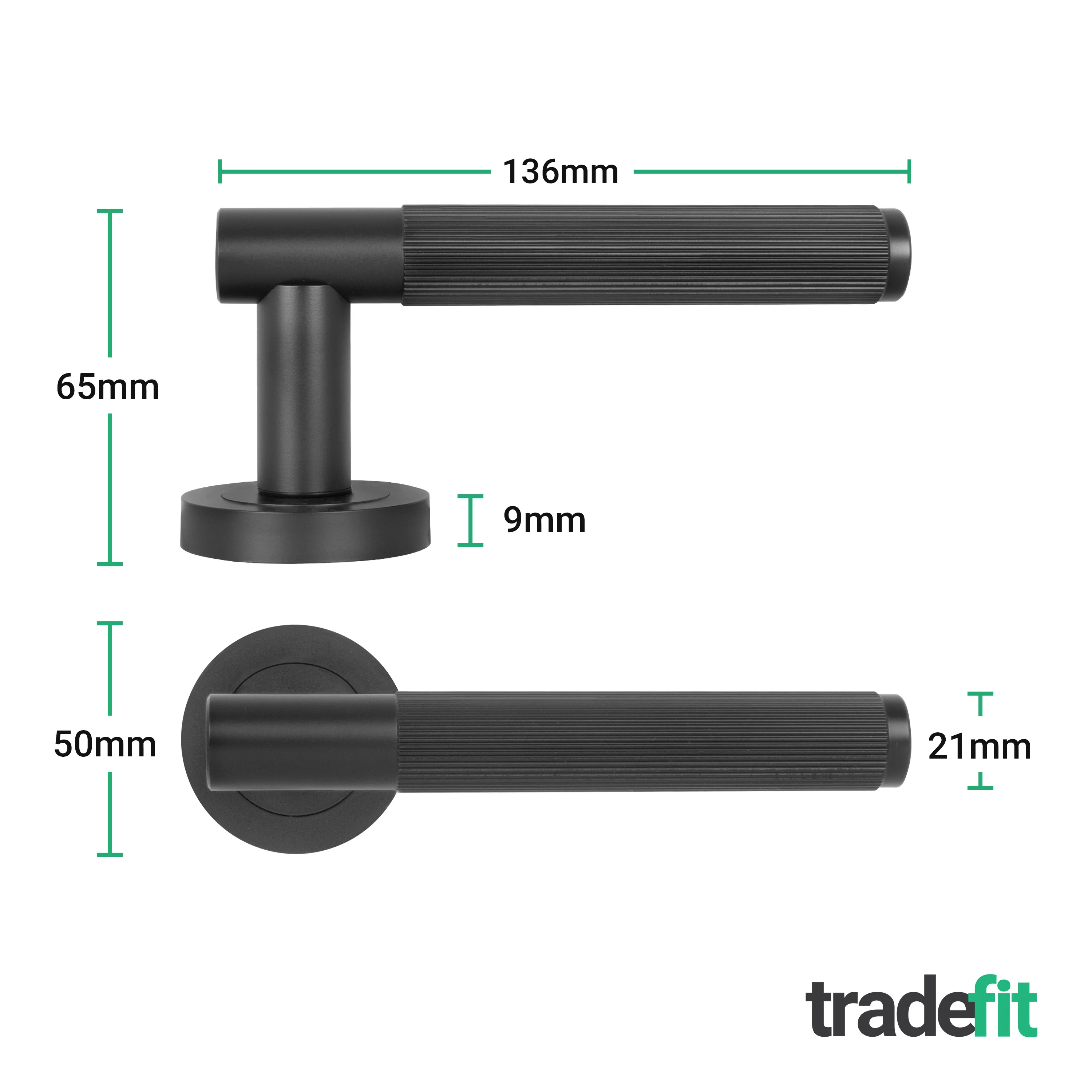 Aurora Matt Black Lever on Rose Door Handle Kit - Medium Duty FD30/60 - 80mm Euro Sashlock and Double Cylinder - Master Keyed - Image 4