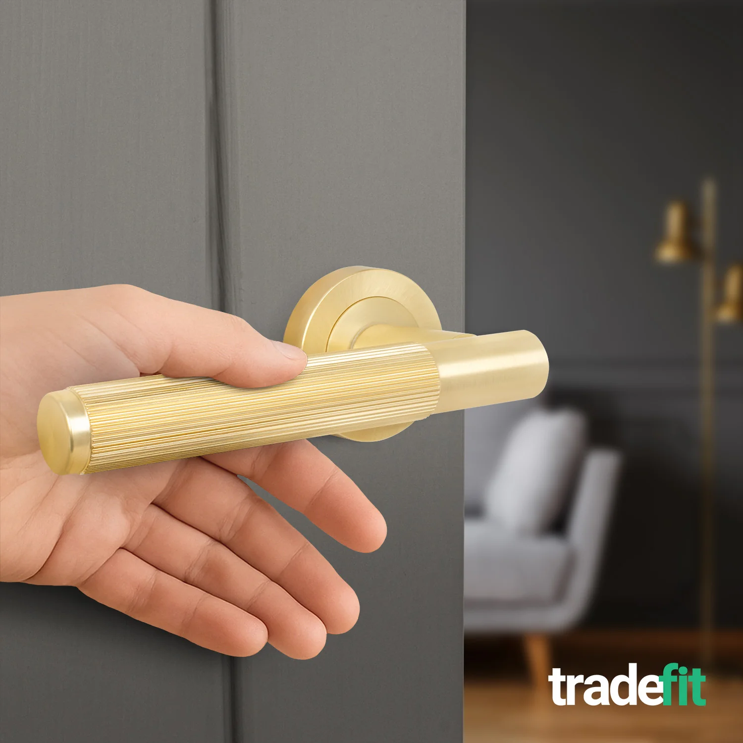 Aurora Satin Brass Lever on Rose Door Handle Kit - Medium Duty FD30/60 - 76mm Latch - Image 6