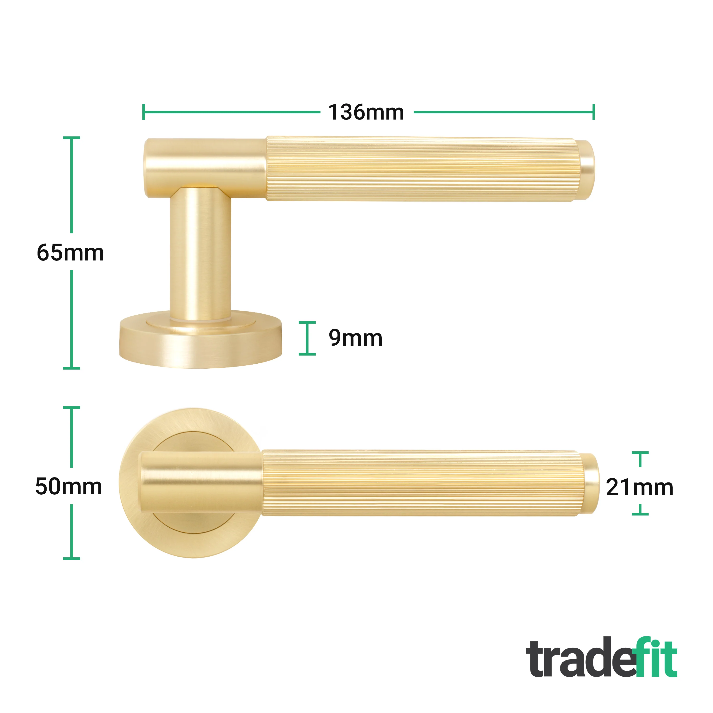 Aurora Satin Brass Lever on Rose Door Handle Kit - Medium Duty FD30/60 - 80mm Euro Sashlock and Thumbturn Cylinder - Keyed to Differ - Image 4