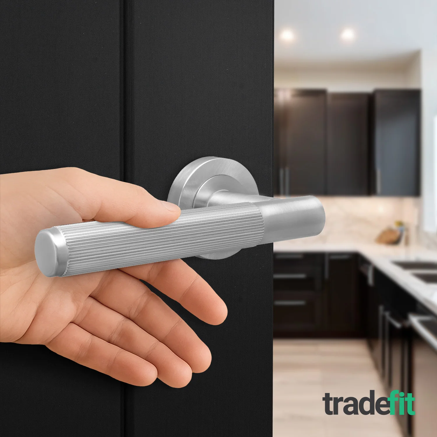 Aurora Satin Nickel Lever on Rose Door Handle Kit - 64mm Latch - Image 6