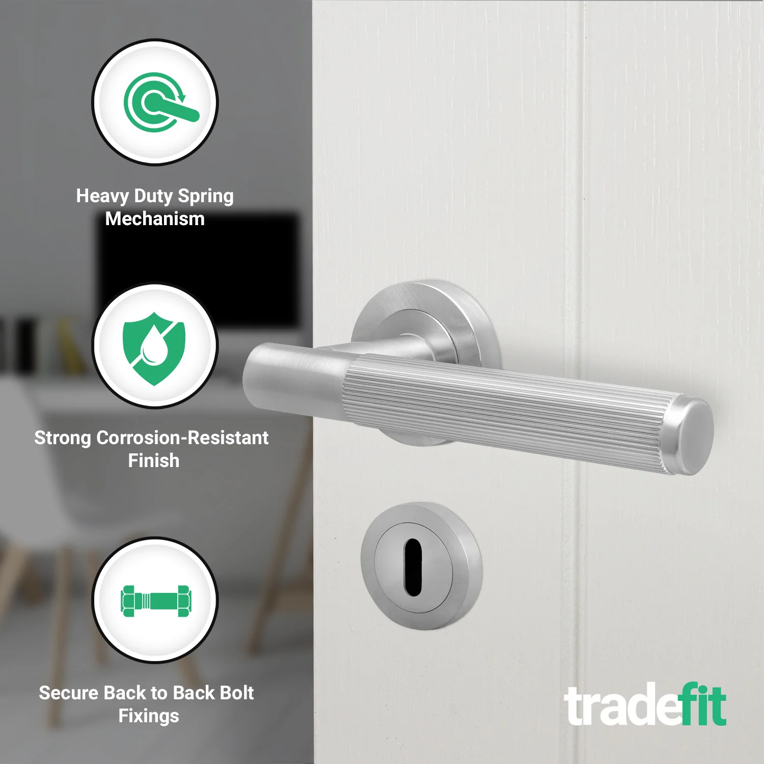 Aurora Satin Nickel Lever on Rose Door Handle Kit - Sashlock - Image 2