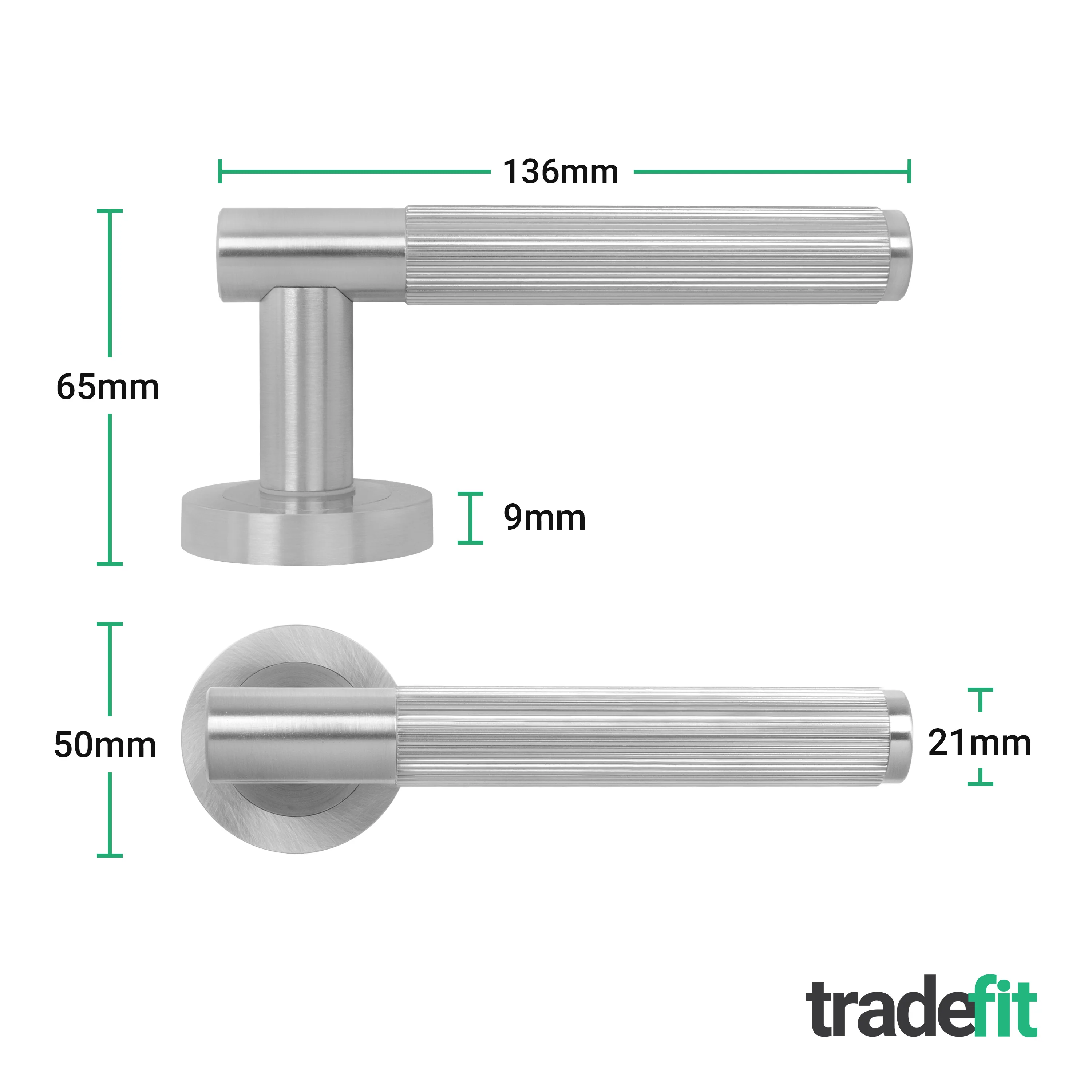 Aurora Satin Nickel Lever on Rose Door Handle Kit - Medium Duty FD30/60 - 76mm Latch - Image 4