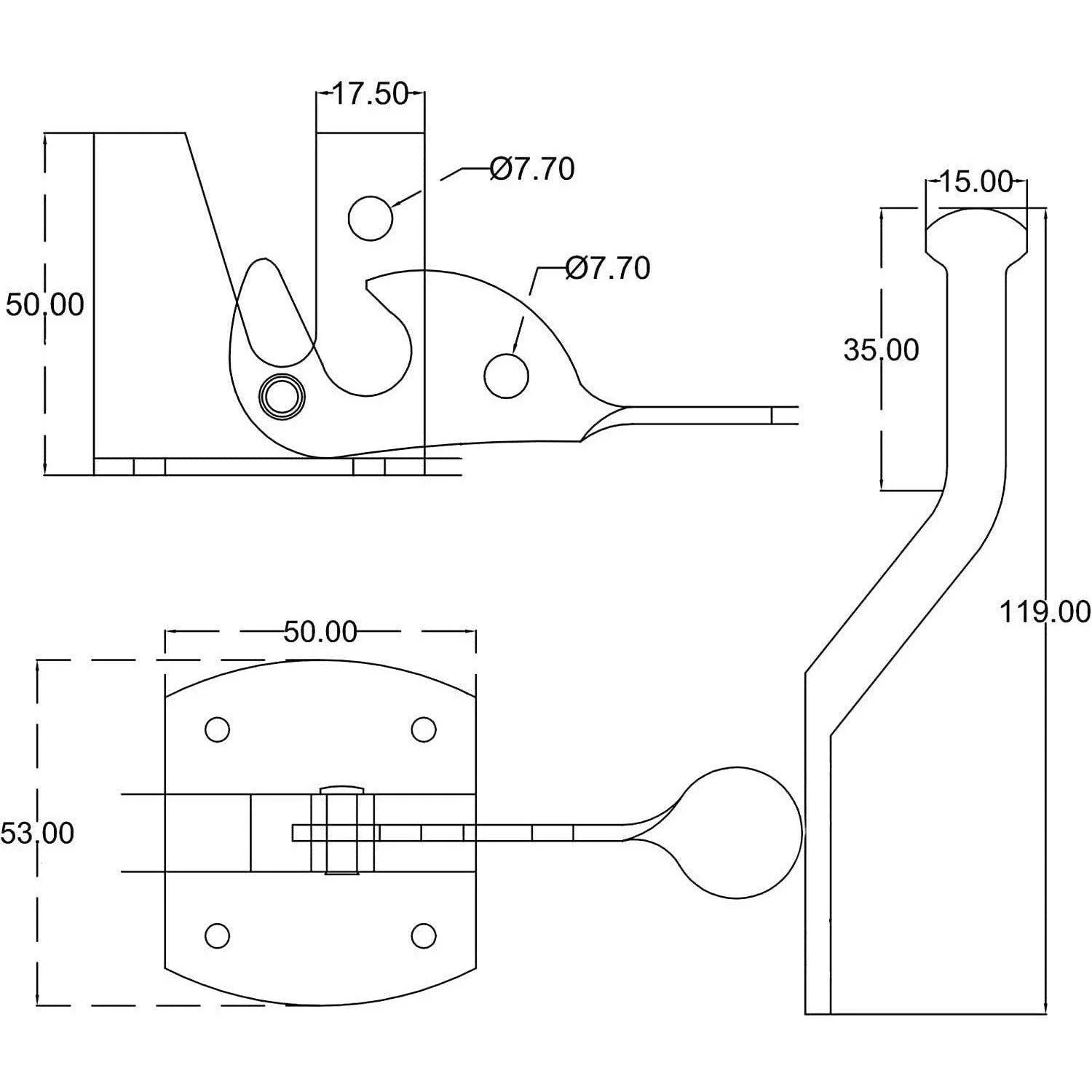 Auto Gate Latch Garden Gate Medium Duty - 50mm 2" - Galvanised - Image 2