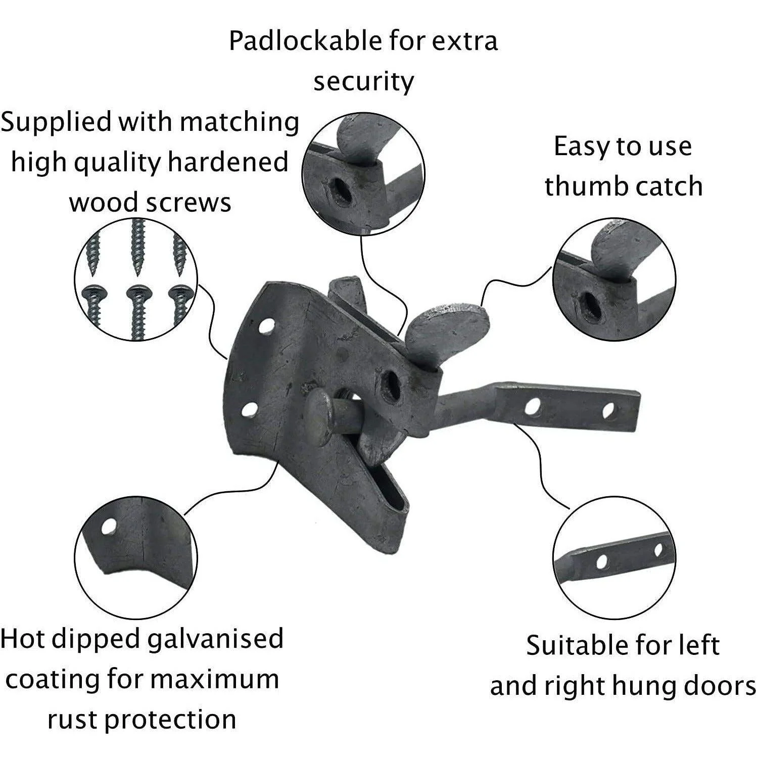 Auto Gate Latch Garden Gate Medium Duty - 50mm 2" - Galvanised - Image 3