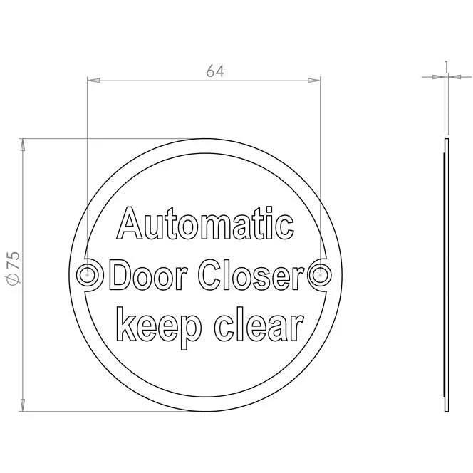 Automatic Door Closer Keep Clear Sign - 76mm - Polished Brass - Image 2
