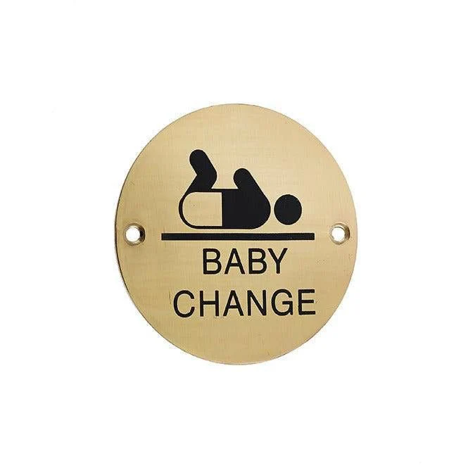 Baby Change Sign - 76mm - Polished Brass
