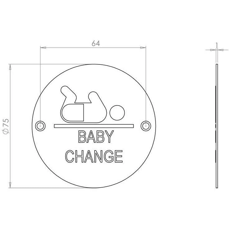 Baby Change Sign - 76mm - Polished Brass - Image 2