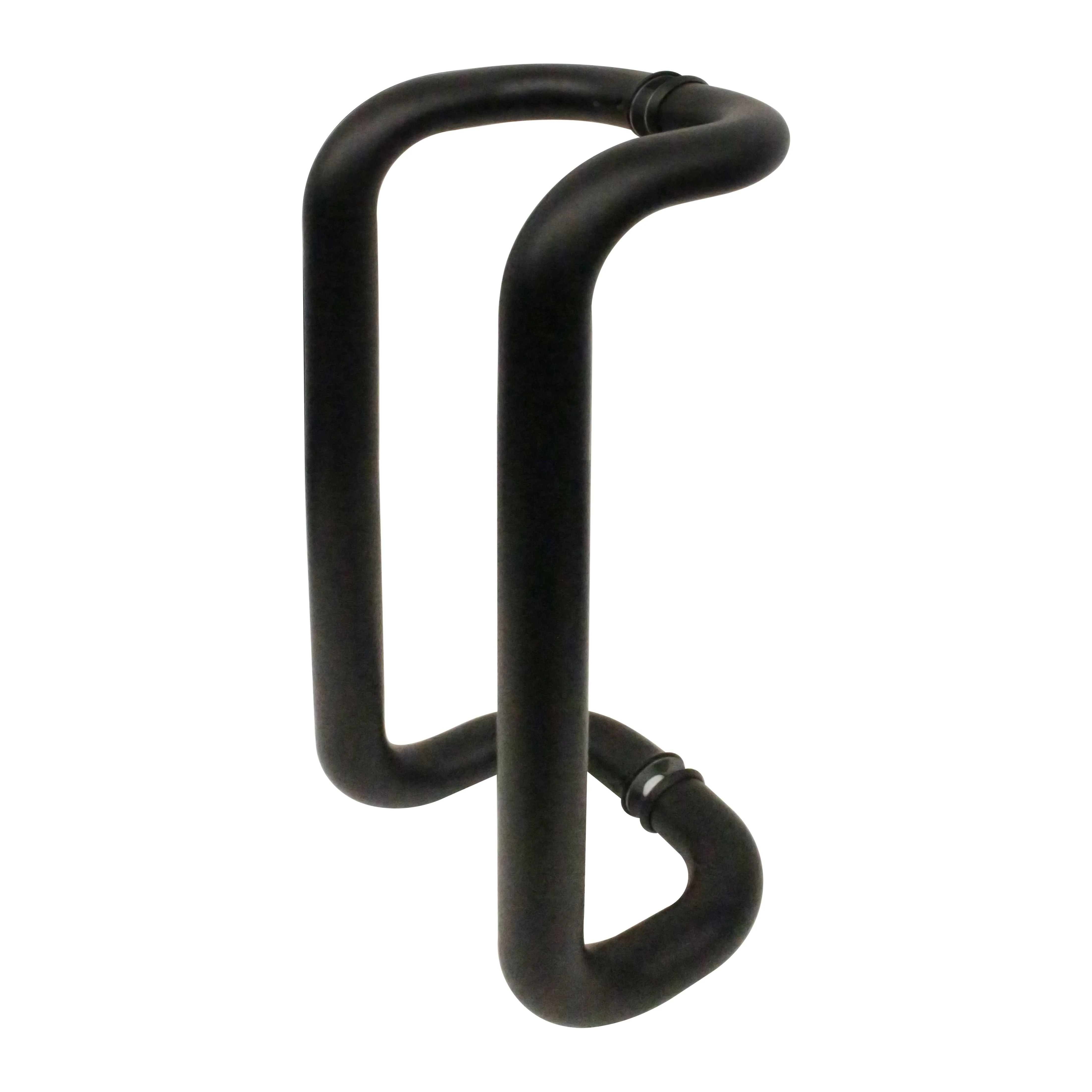 Entrance Cranked Pull Handles - Back to Back Fix - 425 x 32mm - Matt Black