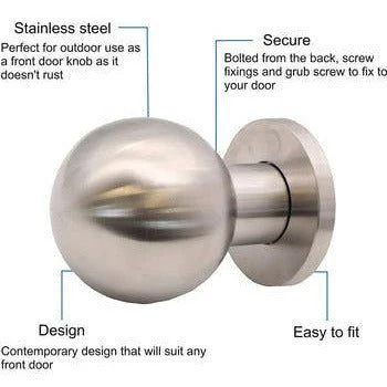Centre Door Knob Ball Bolt Fixed Door Pull - 55mm - Black Nickel - Image 6