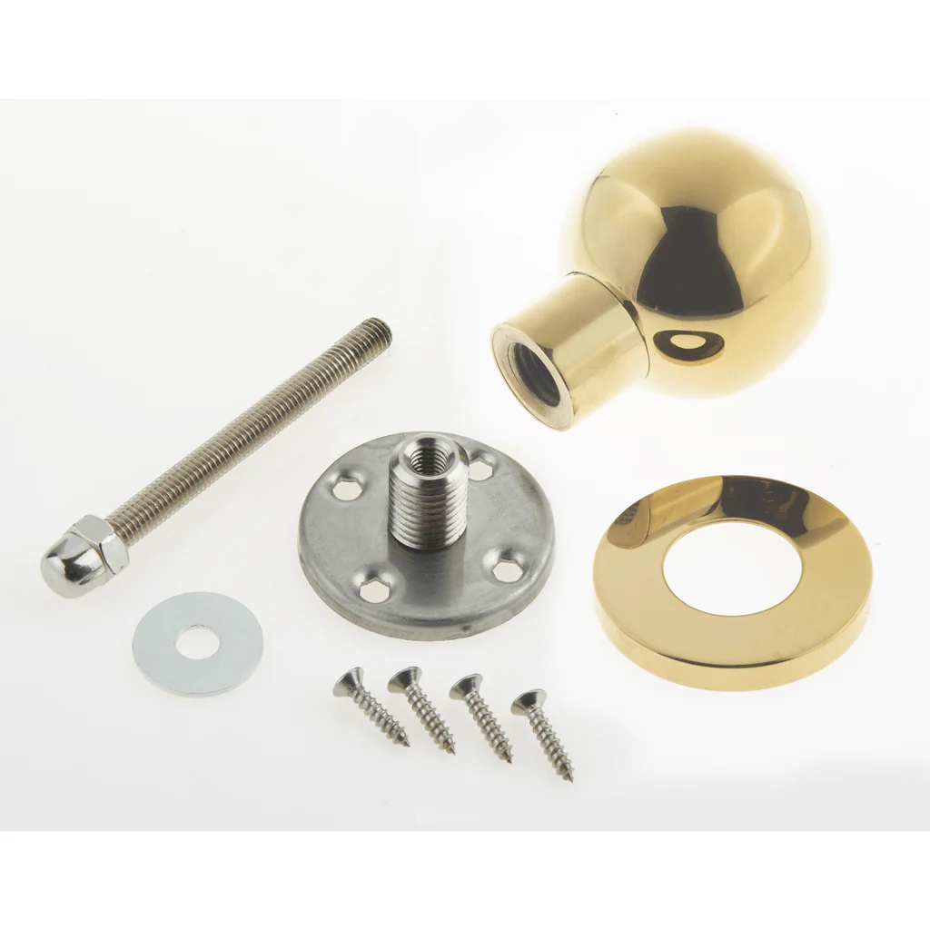 Centre Door Knob Ball Bolt Fixed Door Pull - 55mm - PVD Brass - Image 3