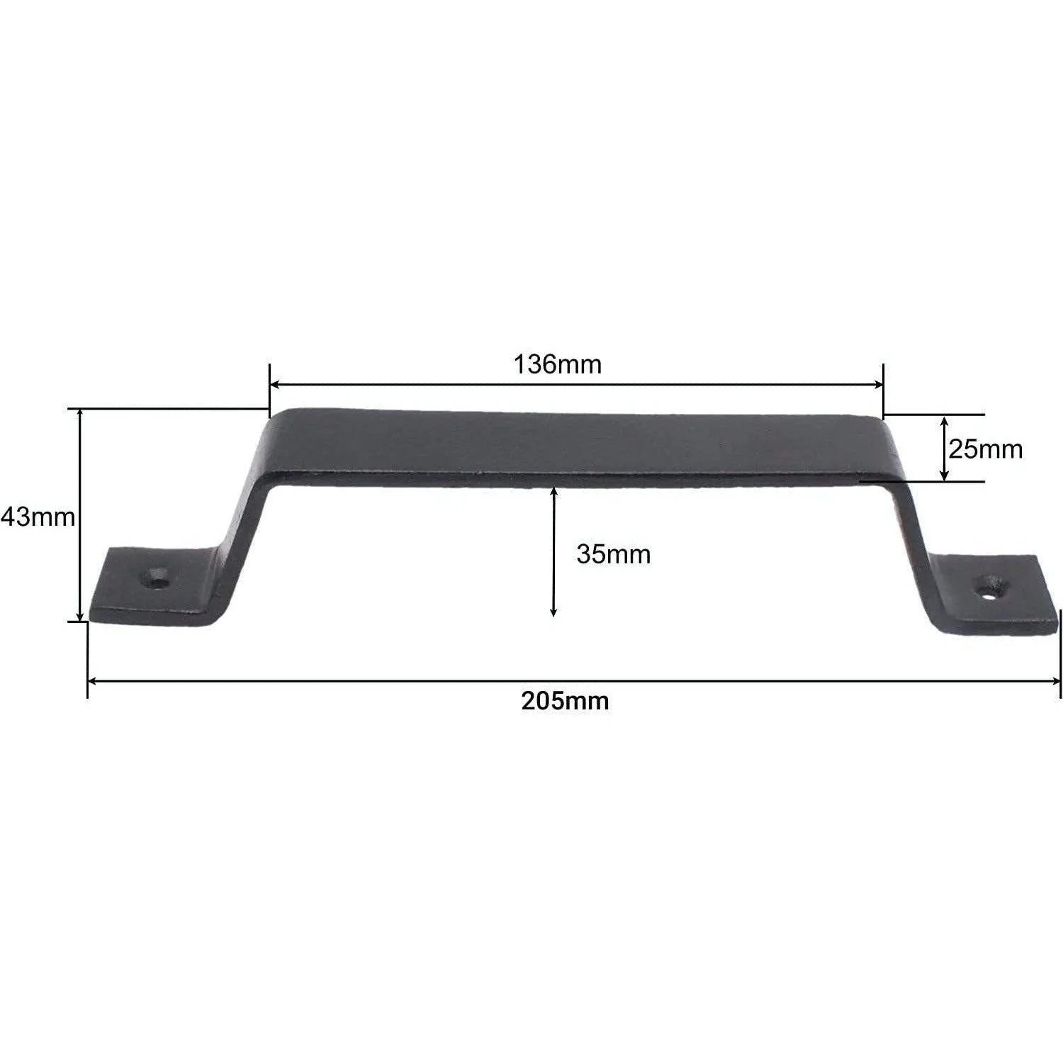 Barn Door Pull Handle Black Iron - Gate Shed and Garage - 250mm - Image 3
