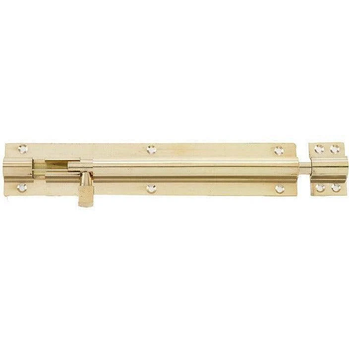 Barrel Bolt Straight Solid Brass - 200x38mm - Polished Brass