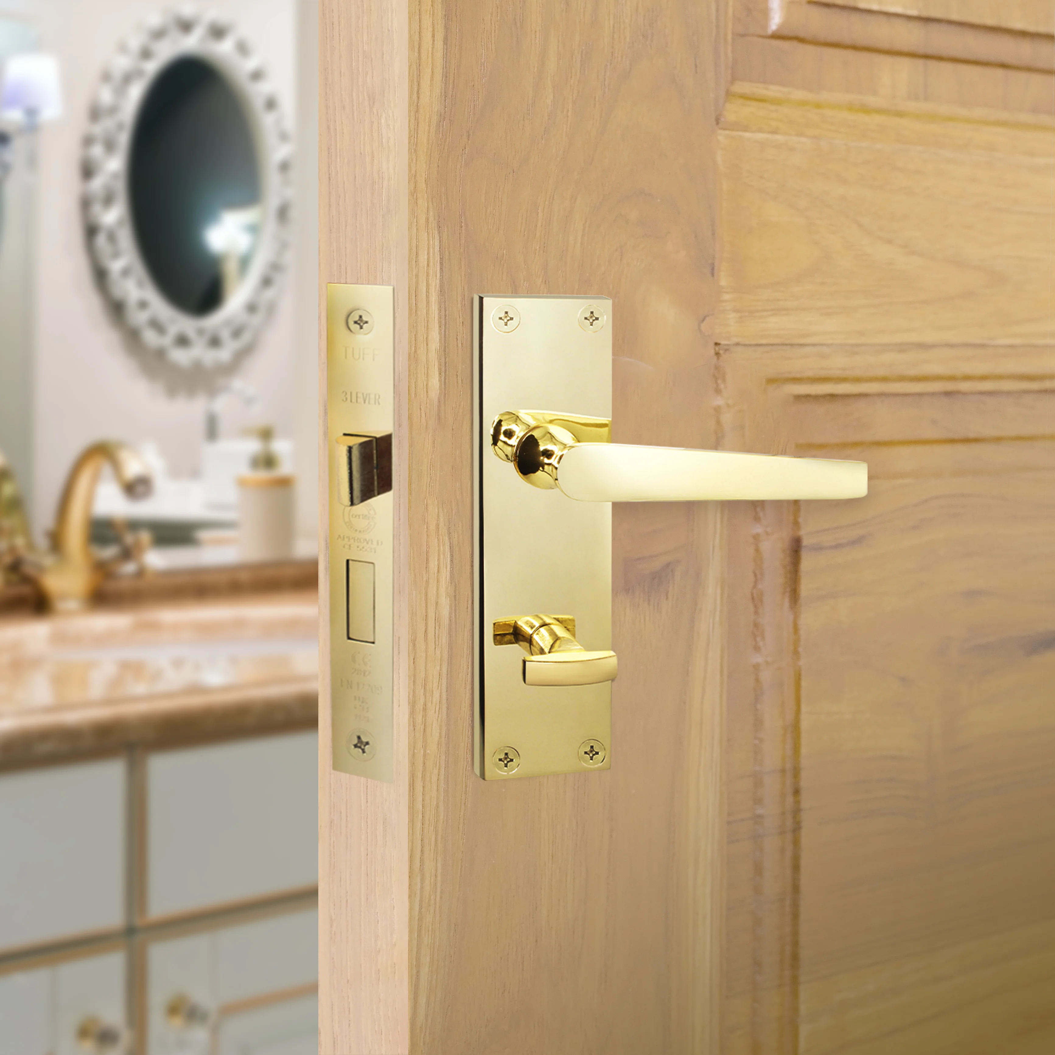 Mortice Fire Rated Bathroom Lock - 80mm Case Size - 57mm Backset - Electro Brass - Image 7