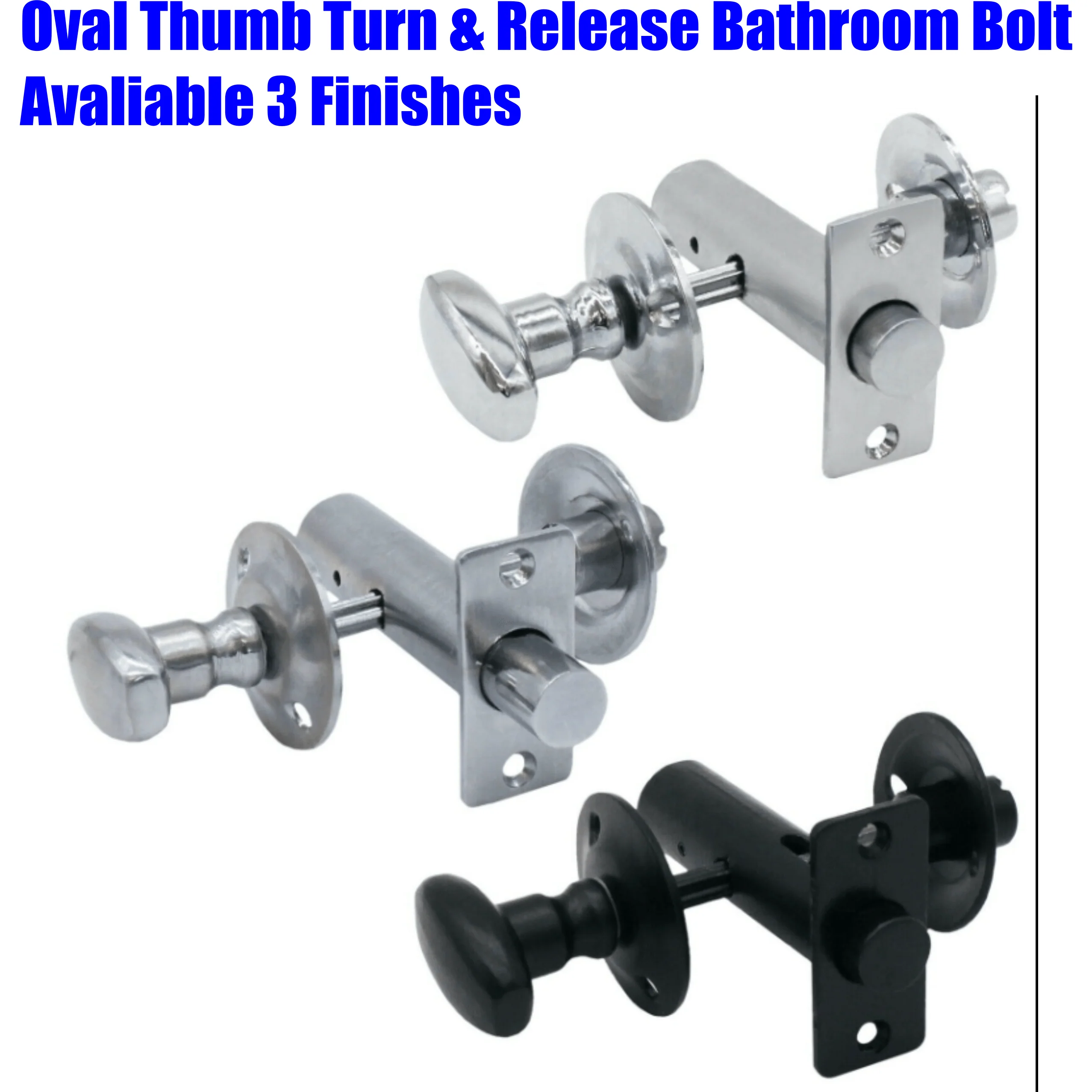 Bathroom Oval Thumb Turn & Release 60mm c/w Mortice Rack Bolt  - Polished Chrome - Image 5