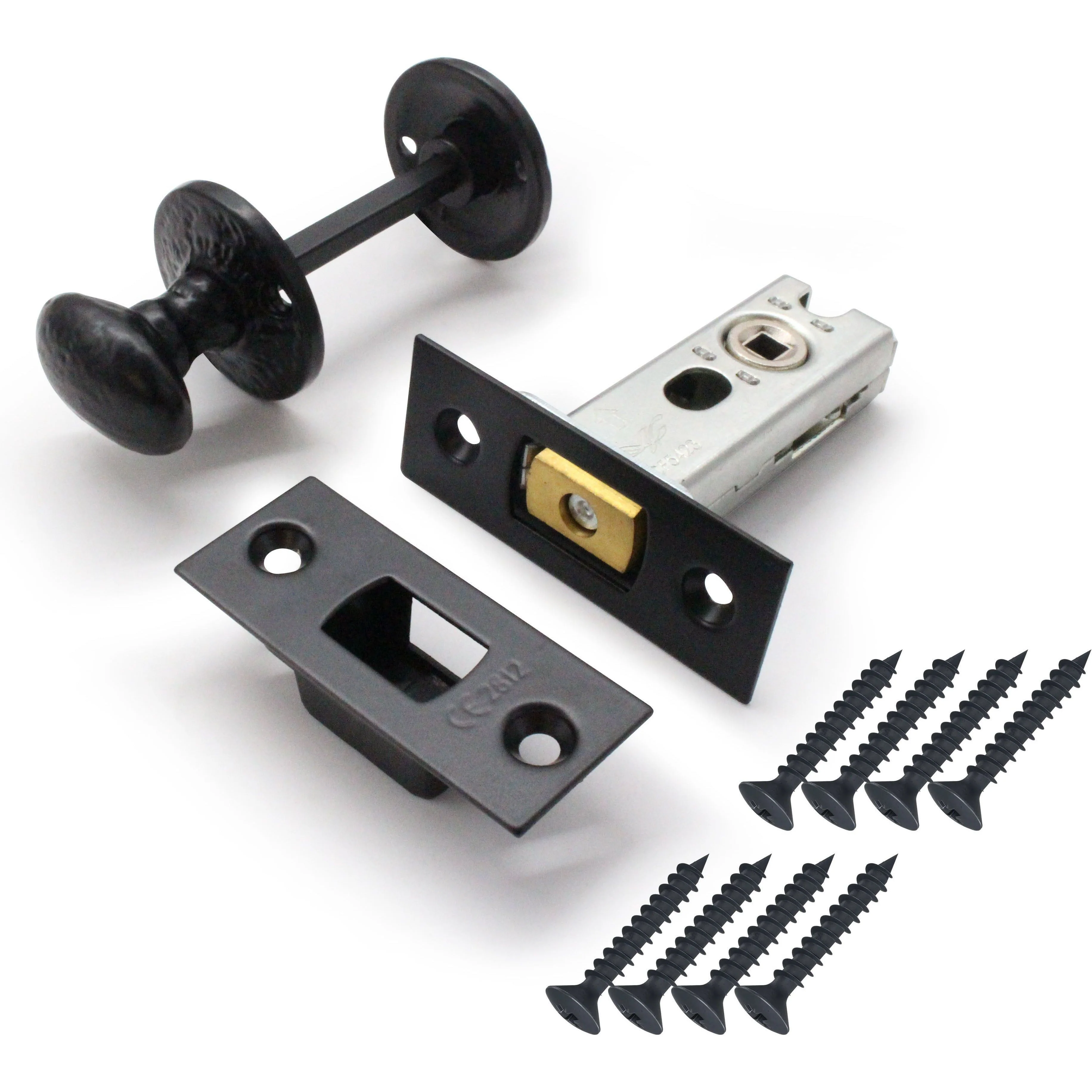 2.5 inch/64mm Bathroom Tubular Deadbolt Set - 44mm Backset - Antique Black
