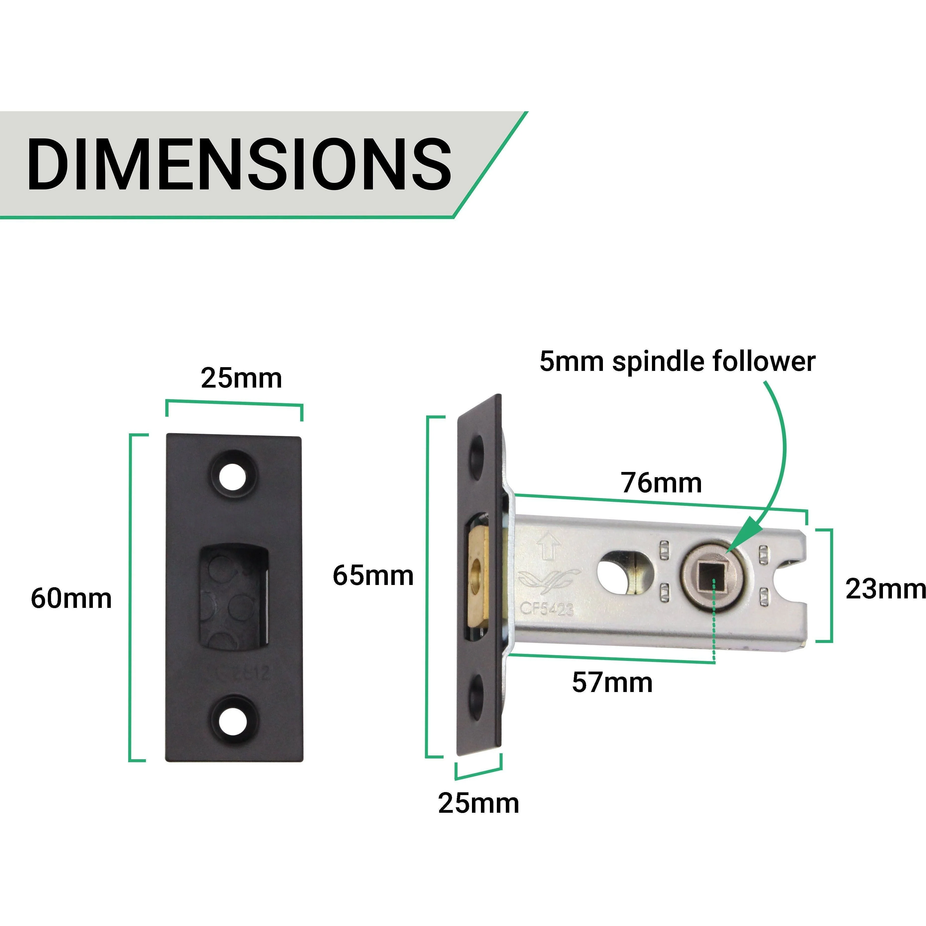 3 inch/76mm Bathroom Tubular Deadbolt Set - 57mm Backset - Antique Black - Image 4