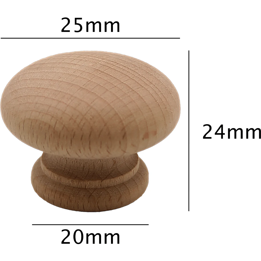 Beech Knob - 25mm - Unlacquered - Image 2