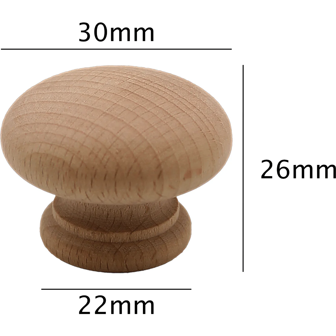 Beech Knob - 30mm - Unlacquered - Image 2