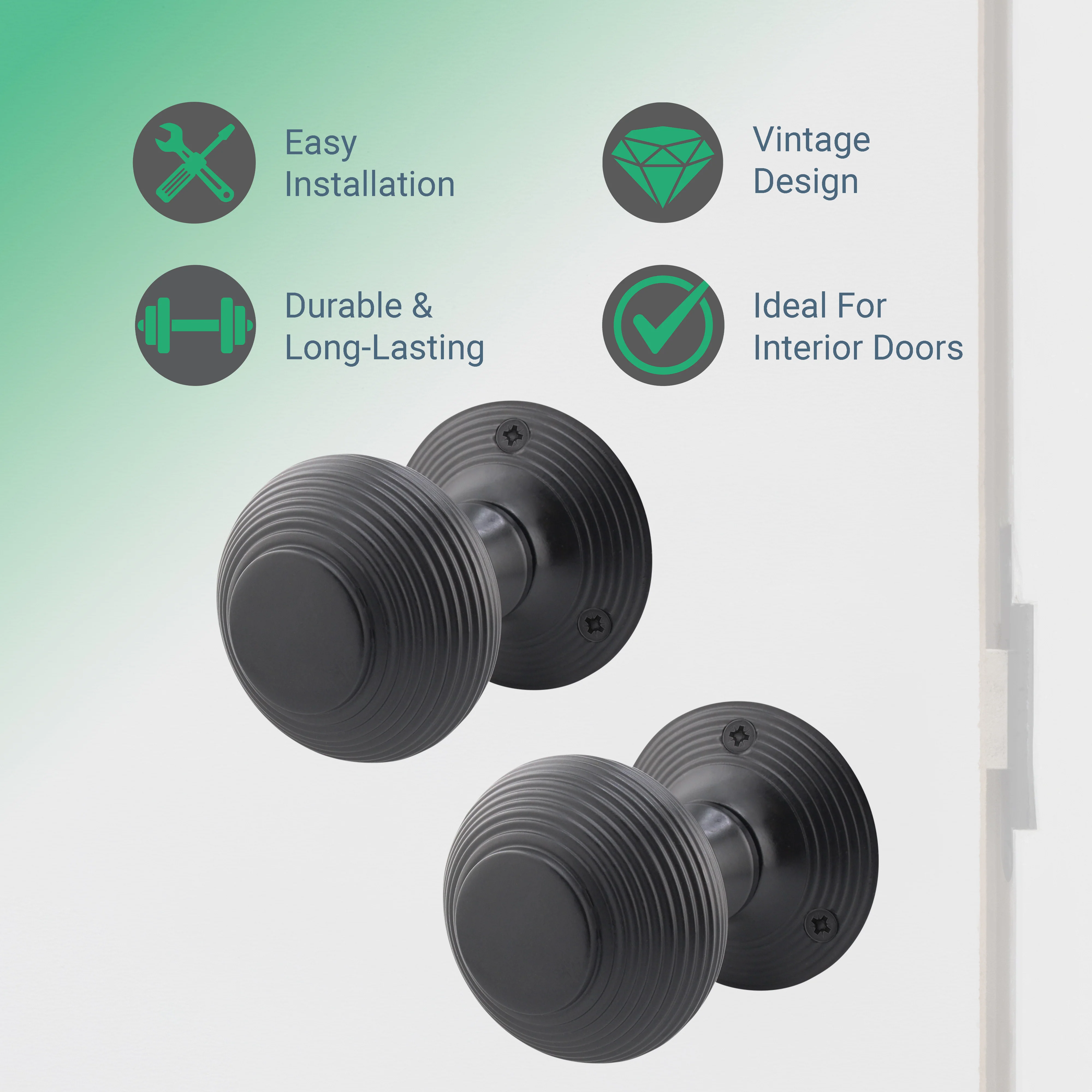 Beehive Black Mortice Door Knob - Image 3