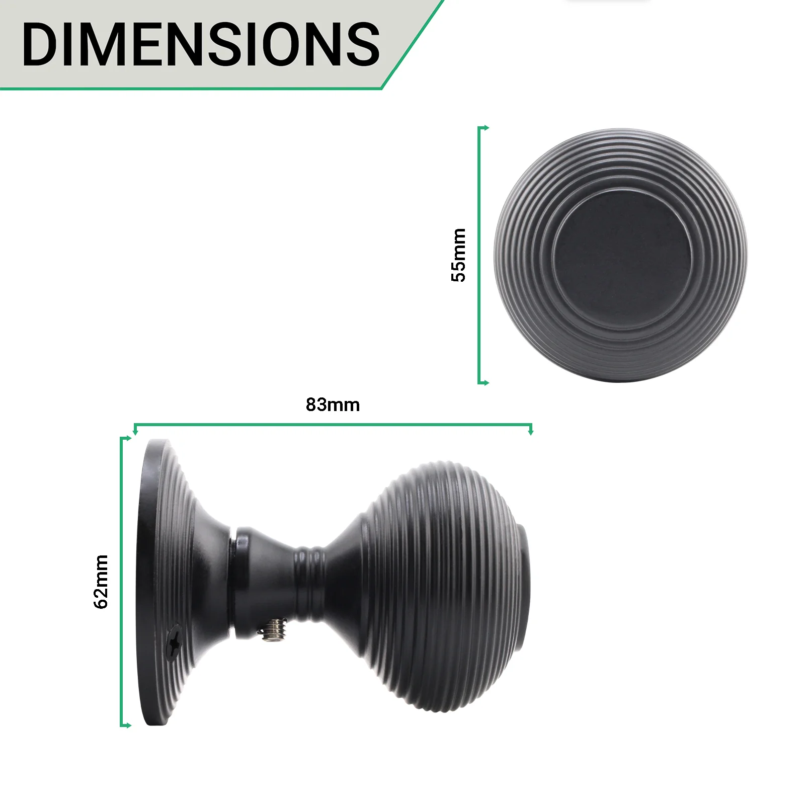 Beehive Black Mortice Door Knob - Image 4