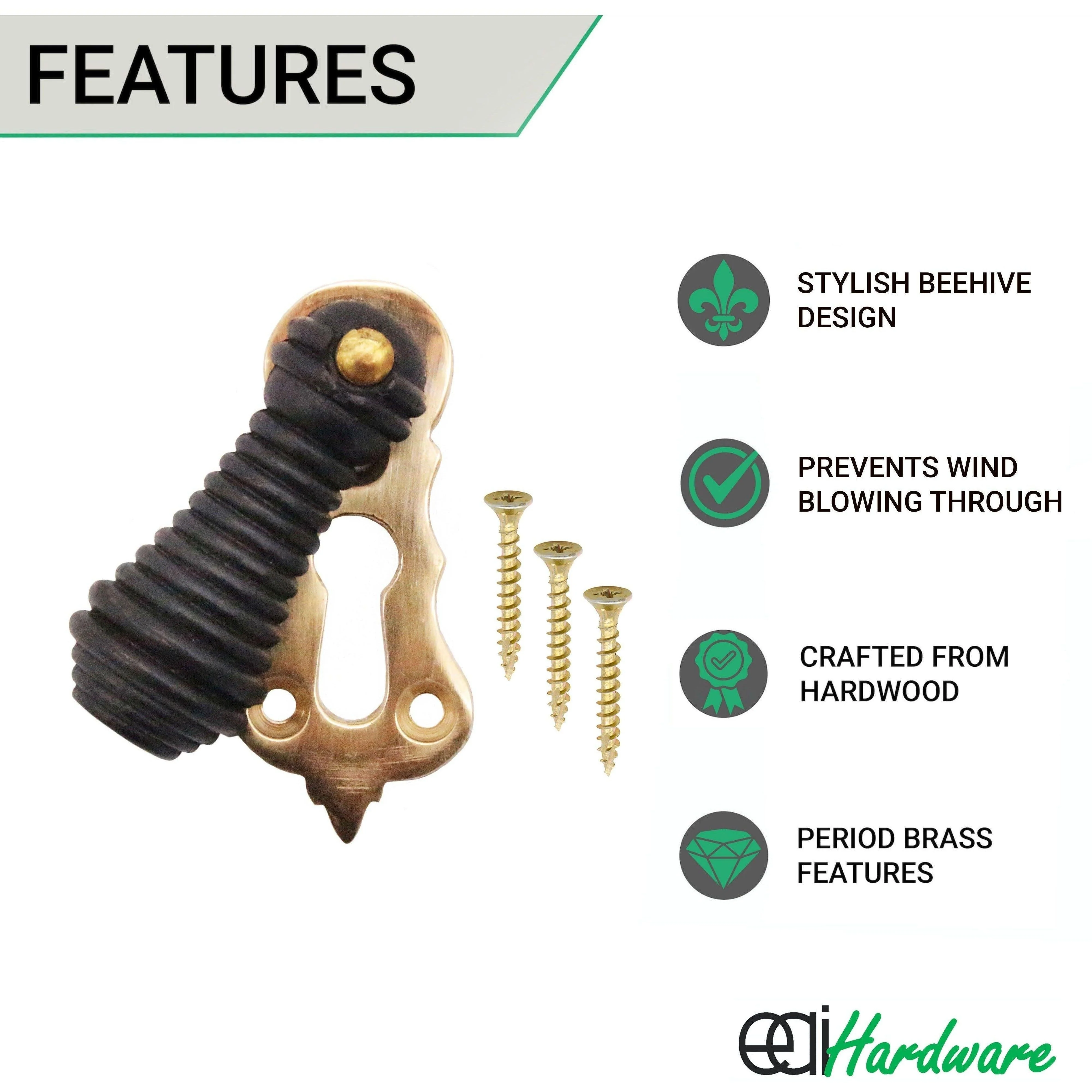 Beehive Wooden Keyhole Reeded Cover Escutcheon Black Ebony Each - Image 2