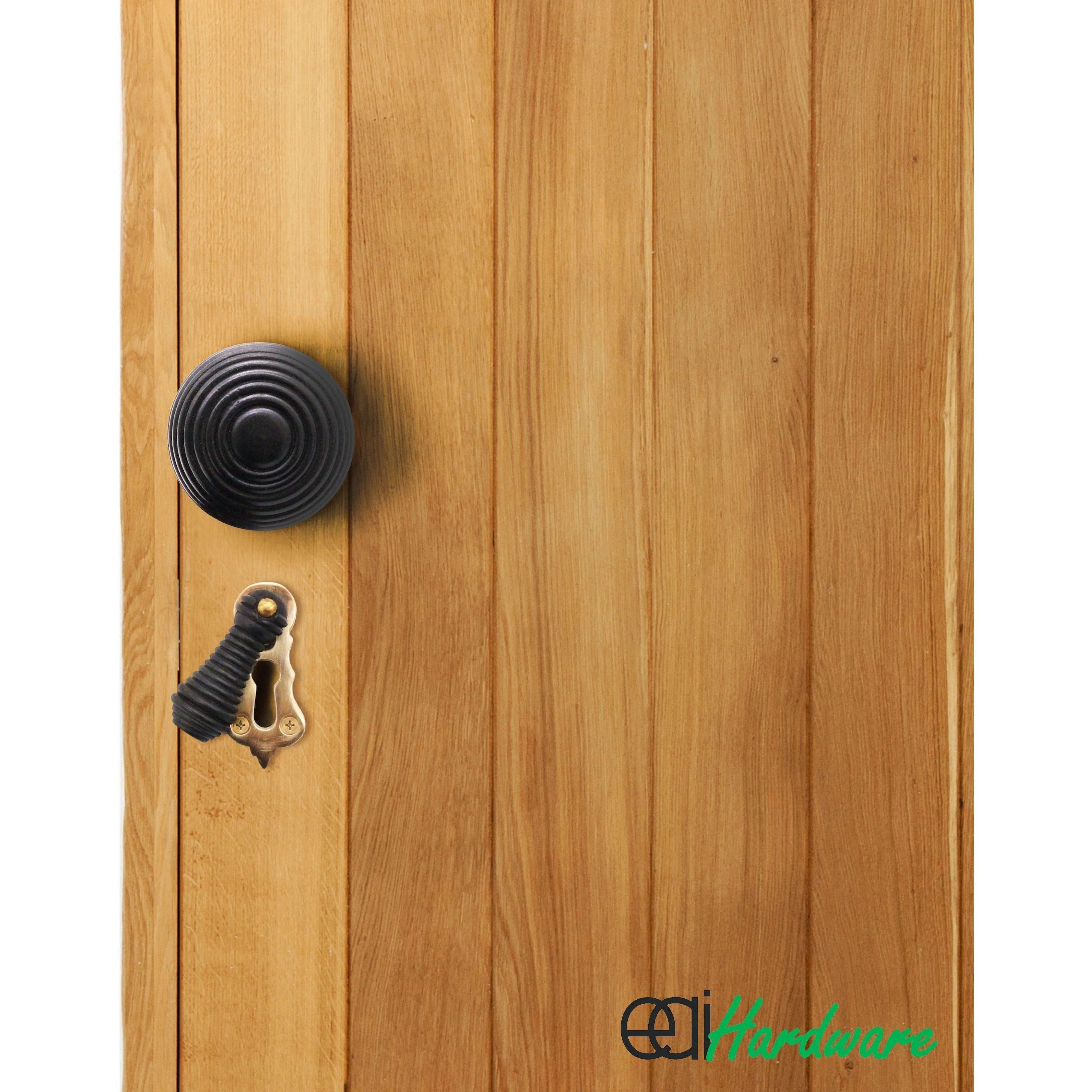 Beehive Wooden Keyhole Reeded Cover Escutcheon Black Ebony Each - Image 5