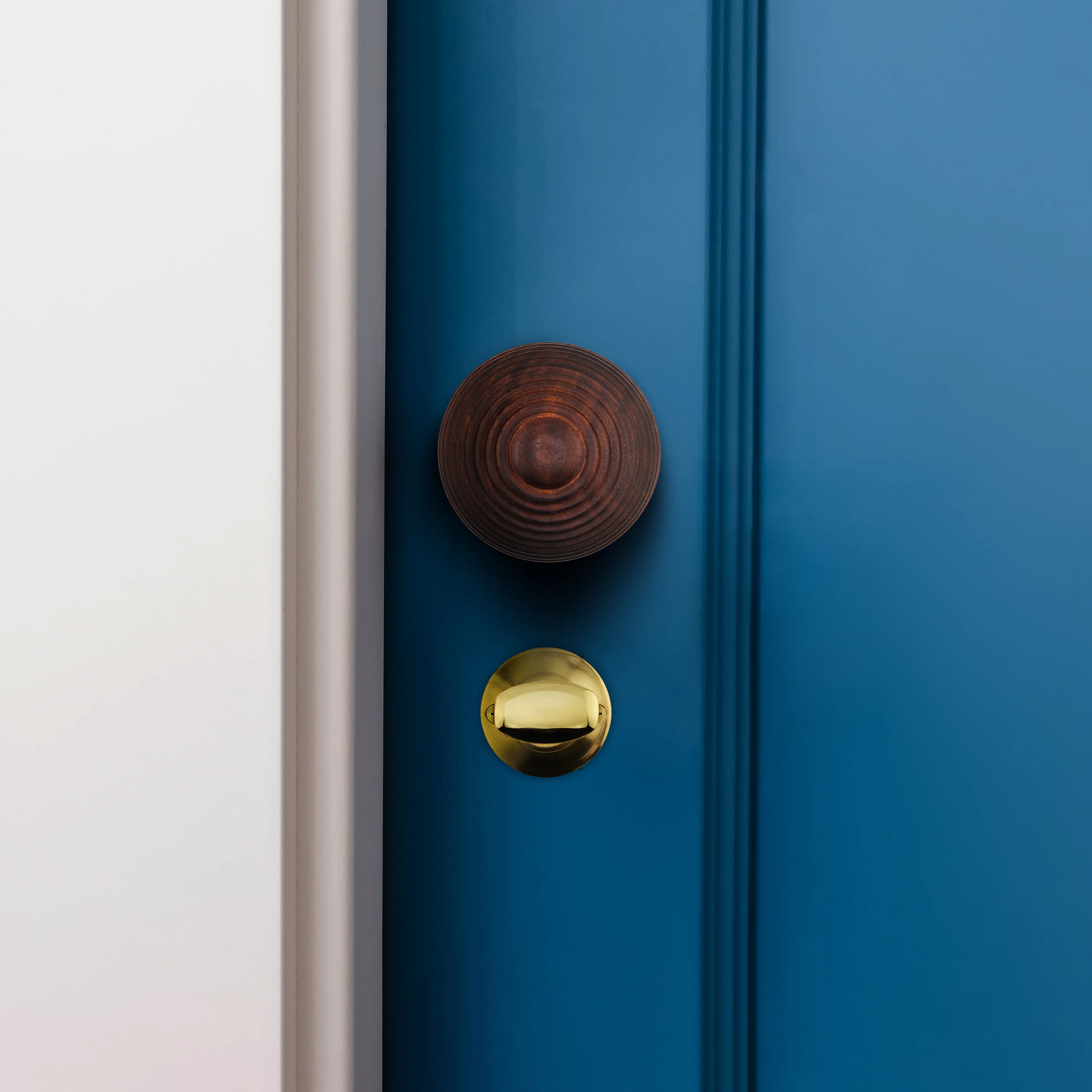 Beehive Rosewood/Brass Mortice/Rim Door Knob Kit - 80mm Bathroom Lock - Image 6