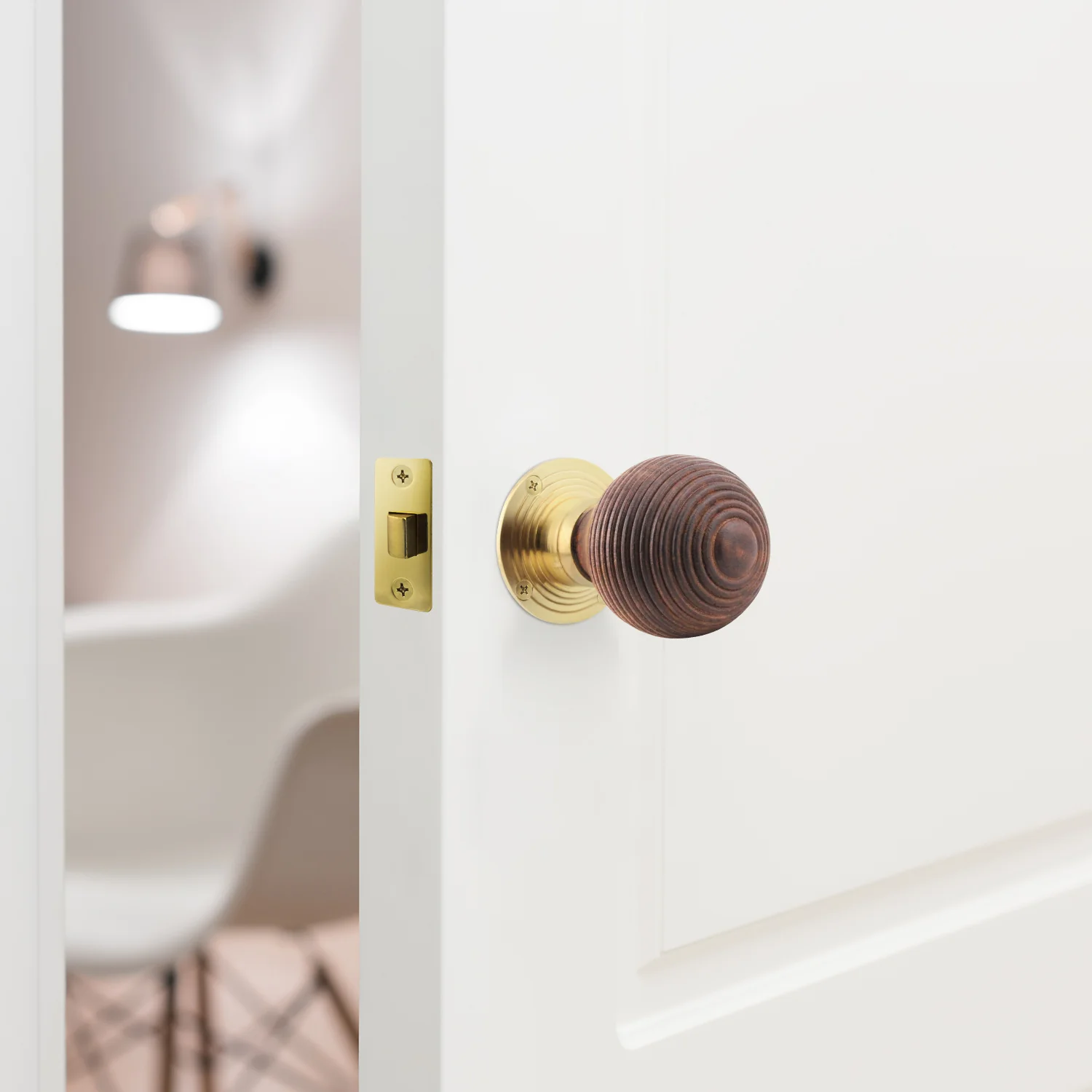Beehive Rosewood/Brass Mortice/Rim Door Knob Kit - 76mm Latch - Image 5