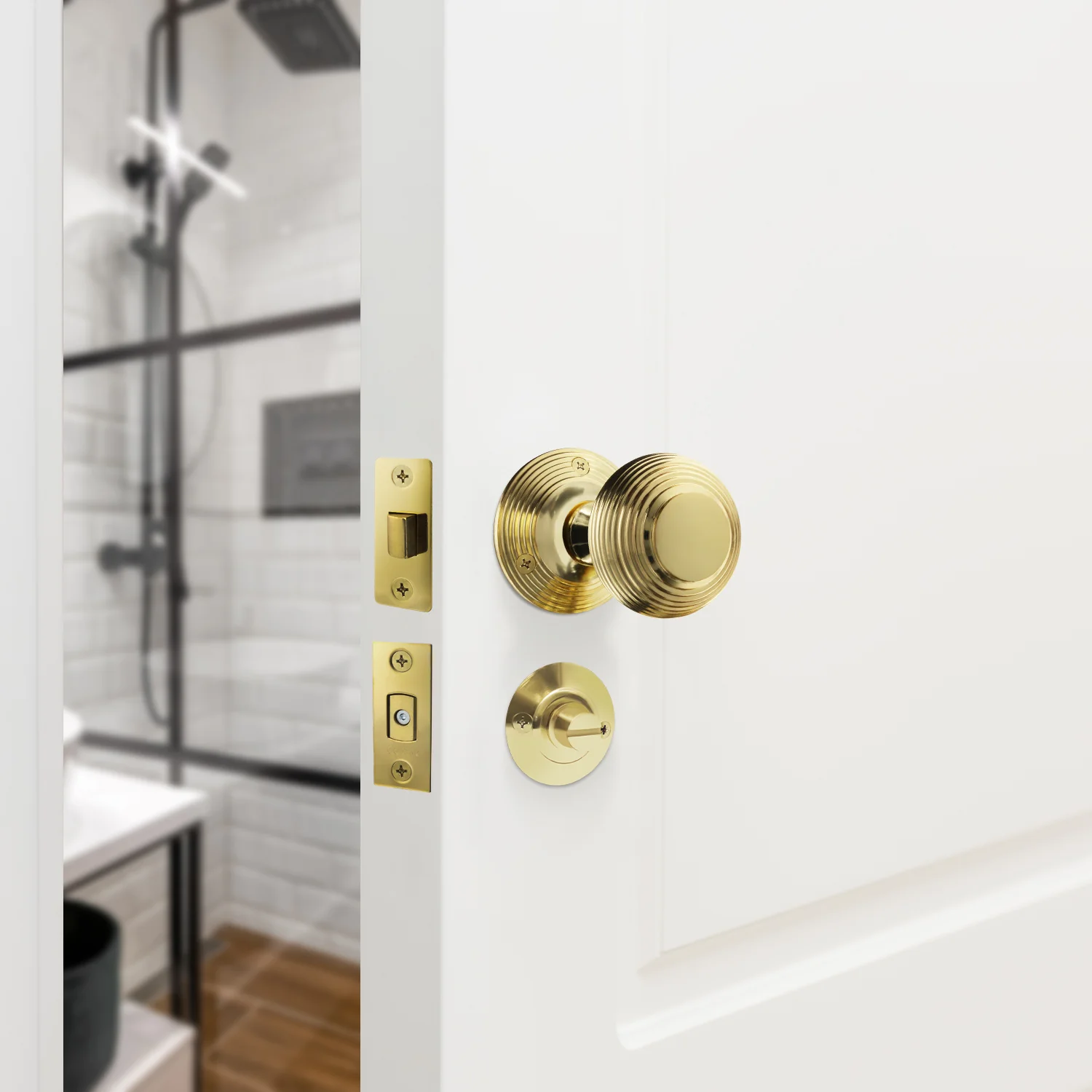 Beehive Polished Brass Mortice Door Knob Kit - 76mm Bathroom Deadbolt - Image 5