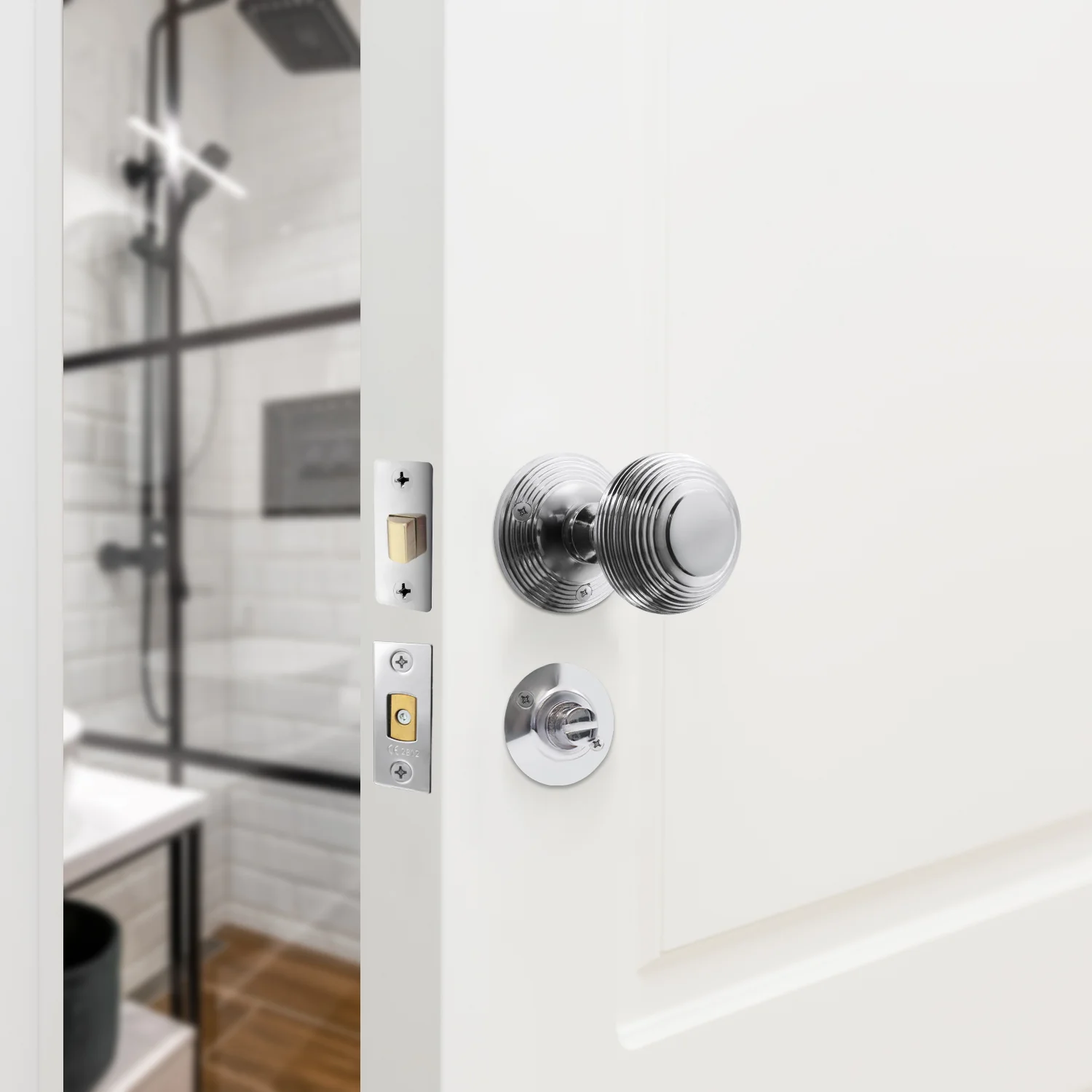 Beehive Polished Chrome Mortice Door Knob Kit - 76mm Bathroom Deadbolt - Image 5