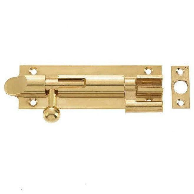 Bell Pattern Barrel Bolt Necked - 75x32mm - Polished Brass