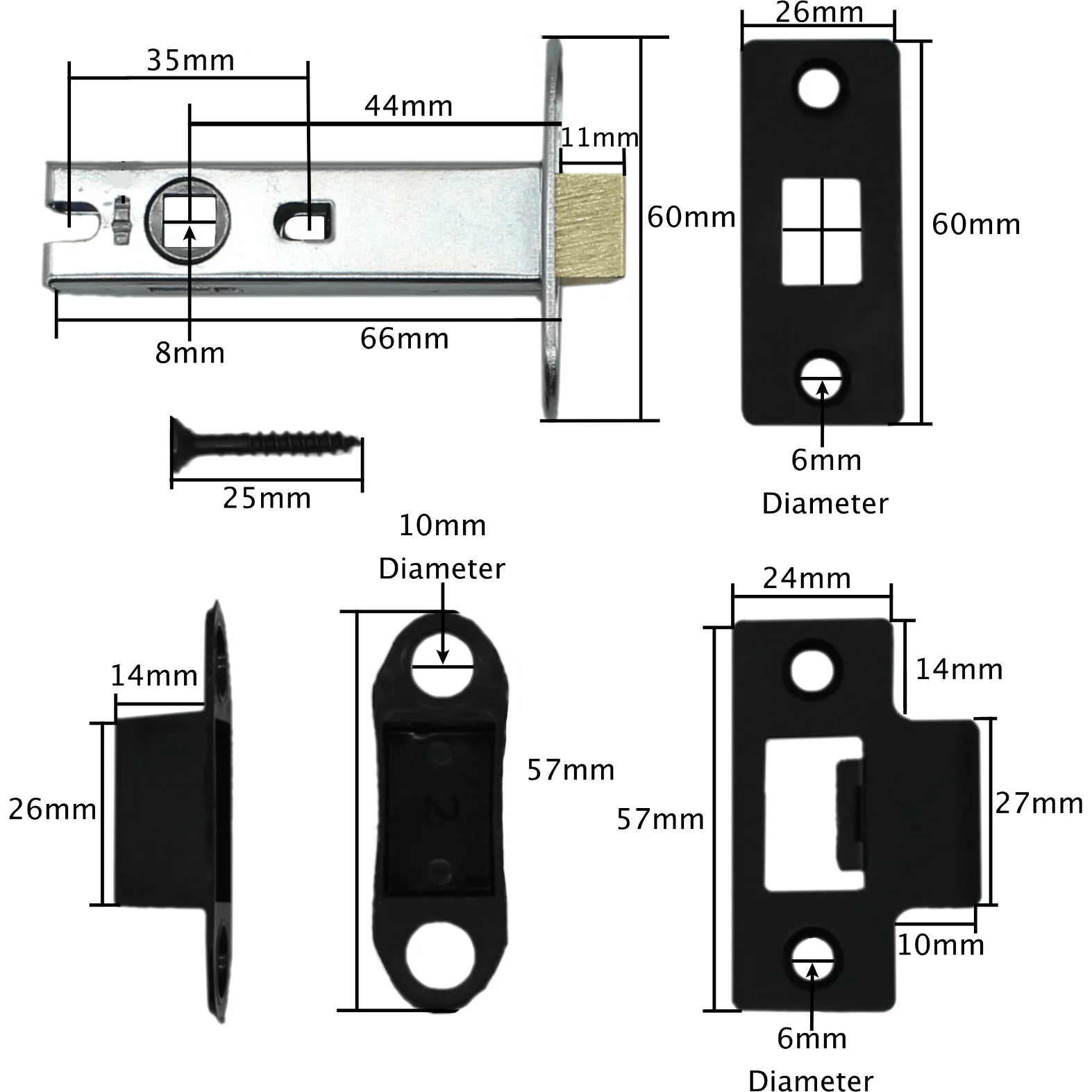 Black Antique Iron Door Handles Lever Latch Pack Kit - 170x50mm - Image 6