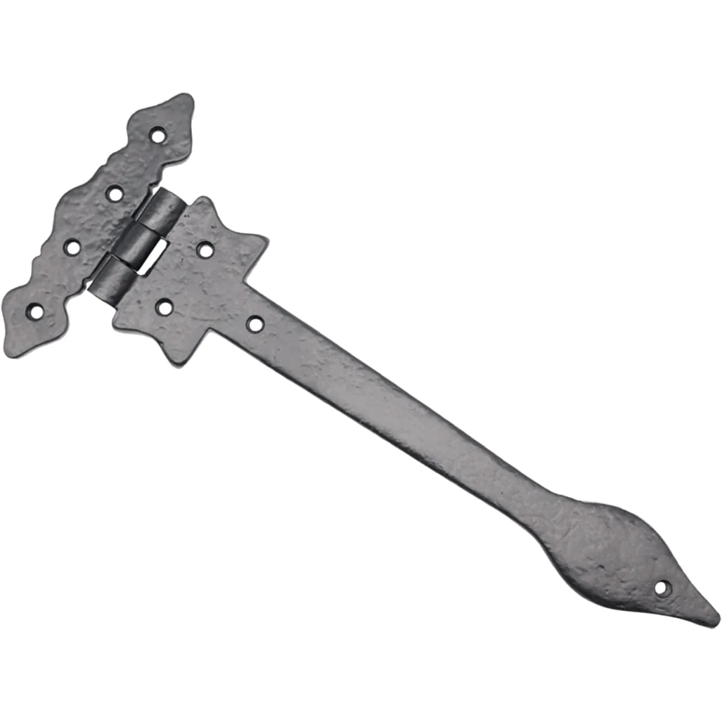 Black Iron Spear Pattern Antique Wrought Cast Iron Hinge - 225mm / 9 Inch - Black - Image 4