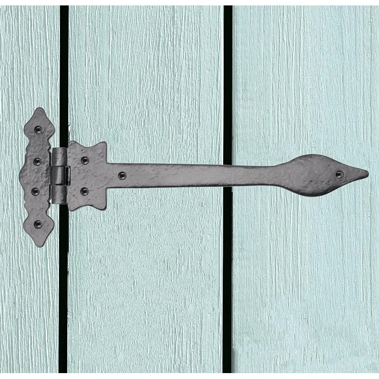 Black Iron Spear Pattern Antique Wrought Cast Iron Hinge - 225mm / 9 Inch - Black - Image 5