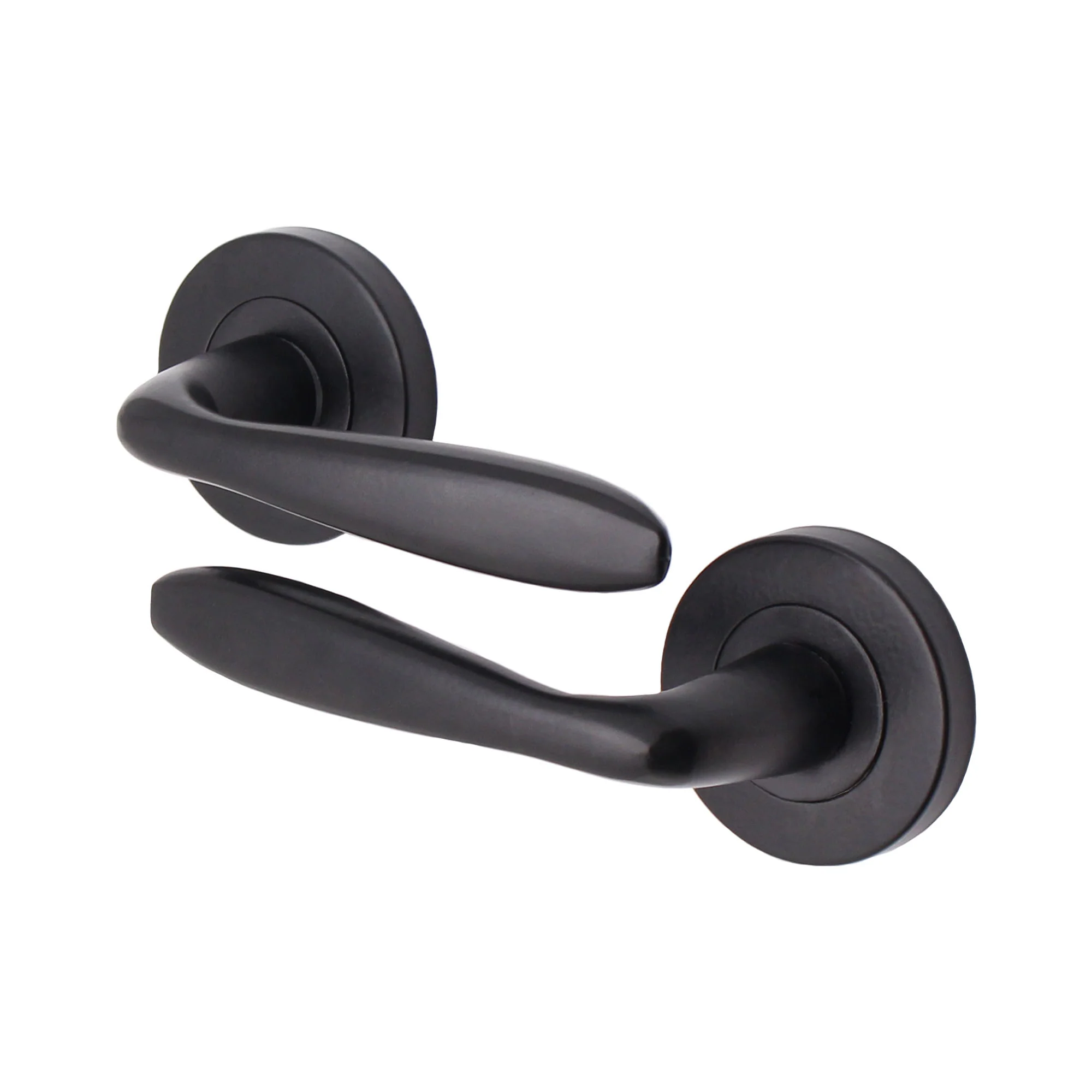 Sassari Matt Black Lever on Rose Door Handle Pack - BS3621 5 Lever Lock - Image 2