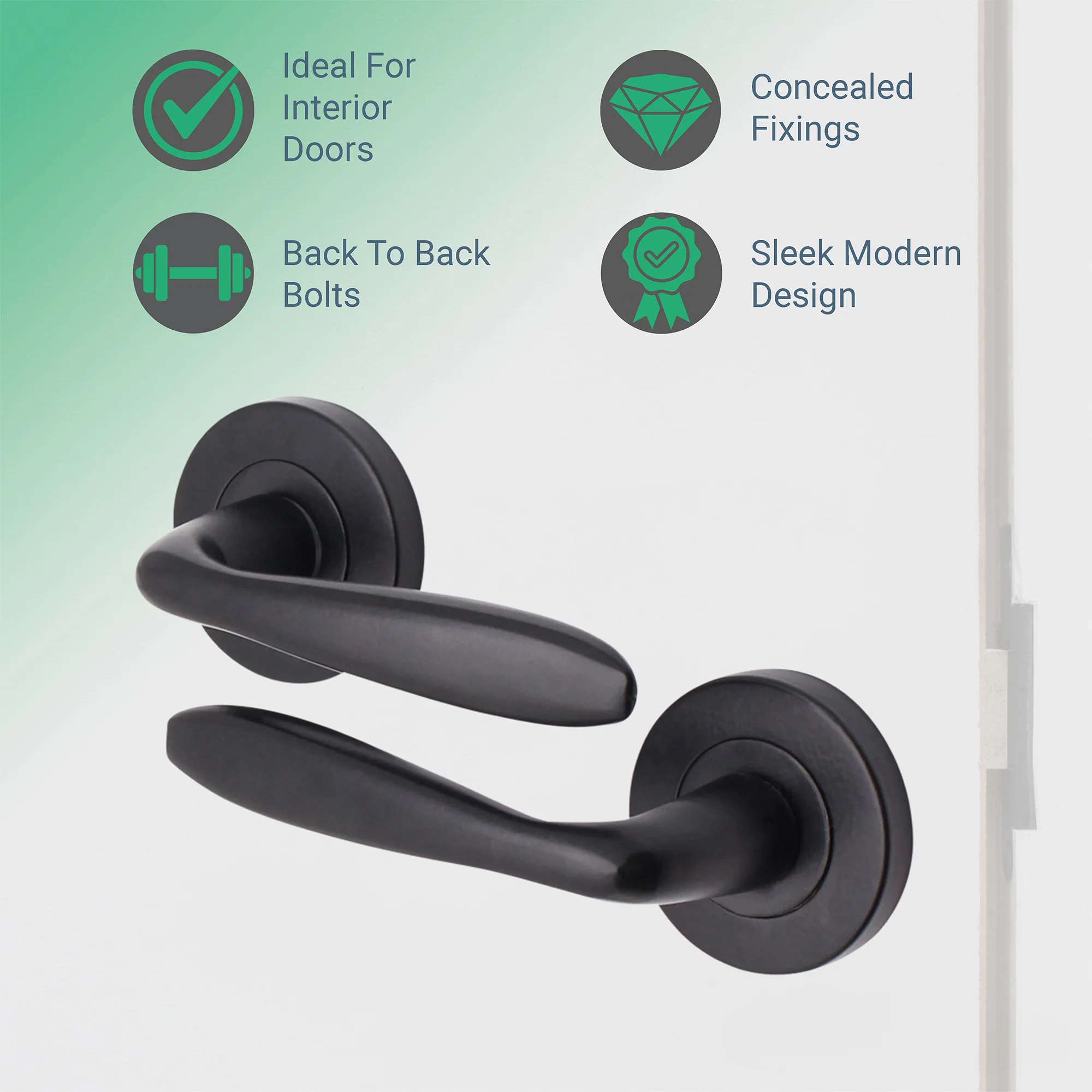 Sassari Matt Black Lever on Rose Door Handle Pack - BS3621 5 Lever Lock - Image 3