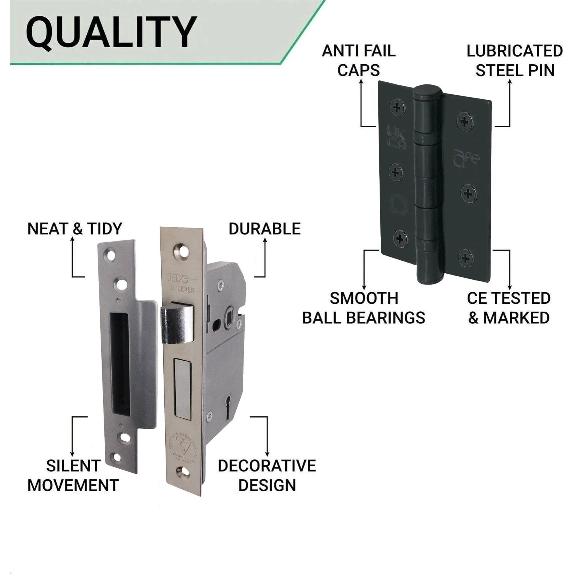 Black Iron Lever Door Handles on Backplate Retro Pattern 5 Lever Lock Set - 170 x 50mm - 66mm Lock x 76mm Hinges - Image 5