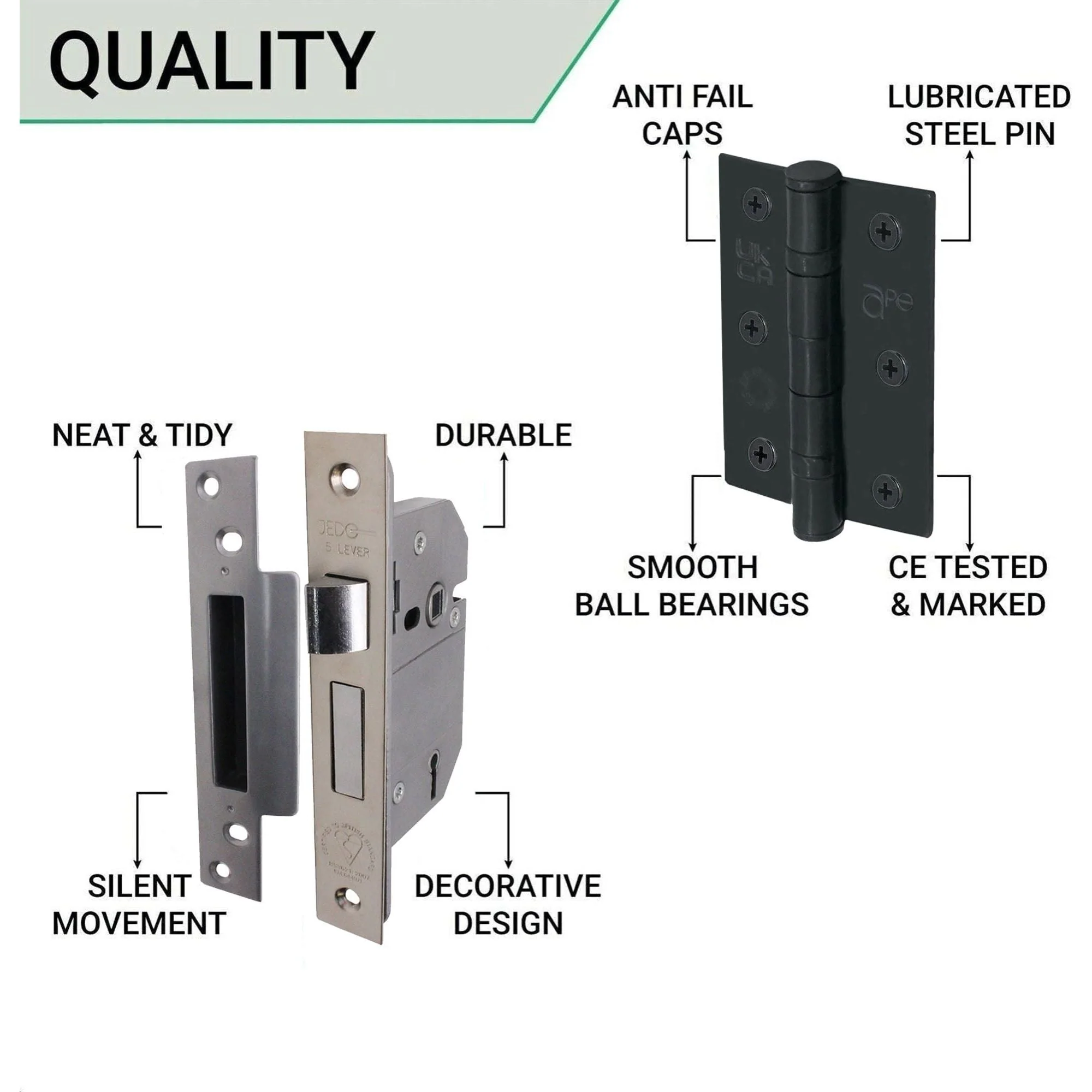 Sassari Matt Black Lever Door Handle Pack - BS3621 5 Lever Lock - Image 5