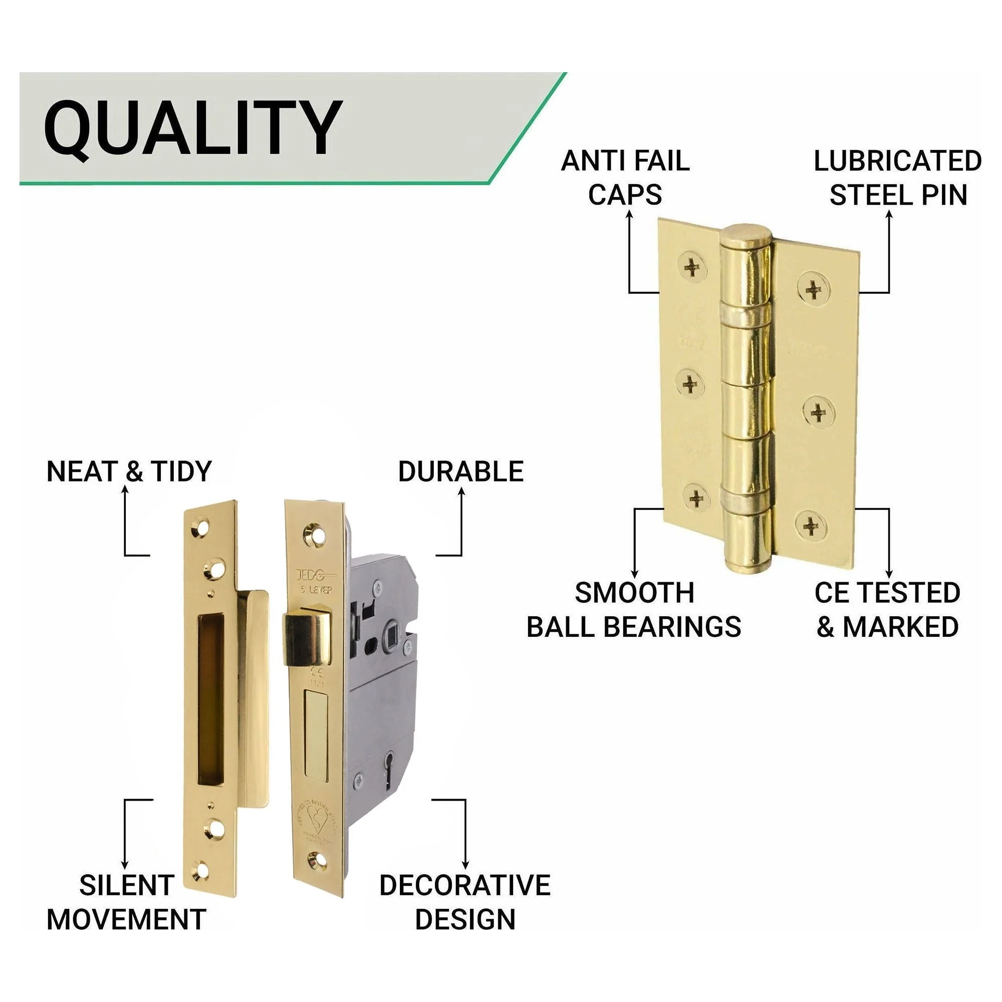 Victorian Rectory Polished Brass Lever Door Handle Pack - BS3621 5 Lever Lock - Image 5