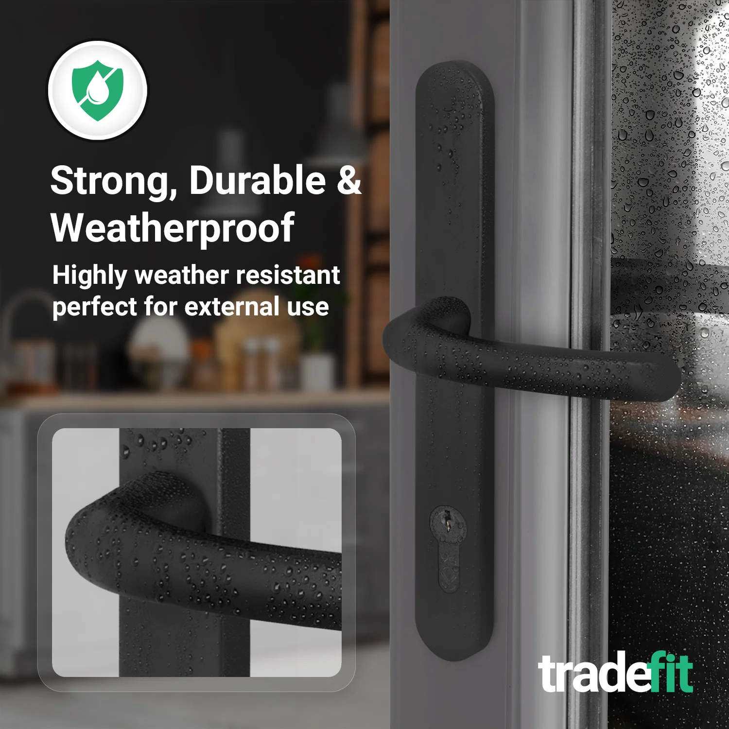 Black UPVC Door Handles - 92mm PZ Centres - 240mm Fixing Centres - 270 x 32mm - Image 5