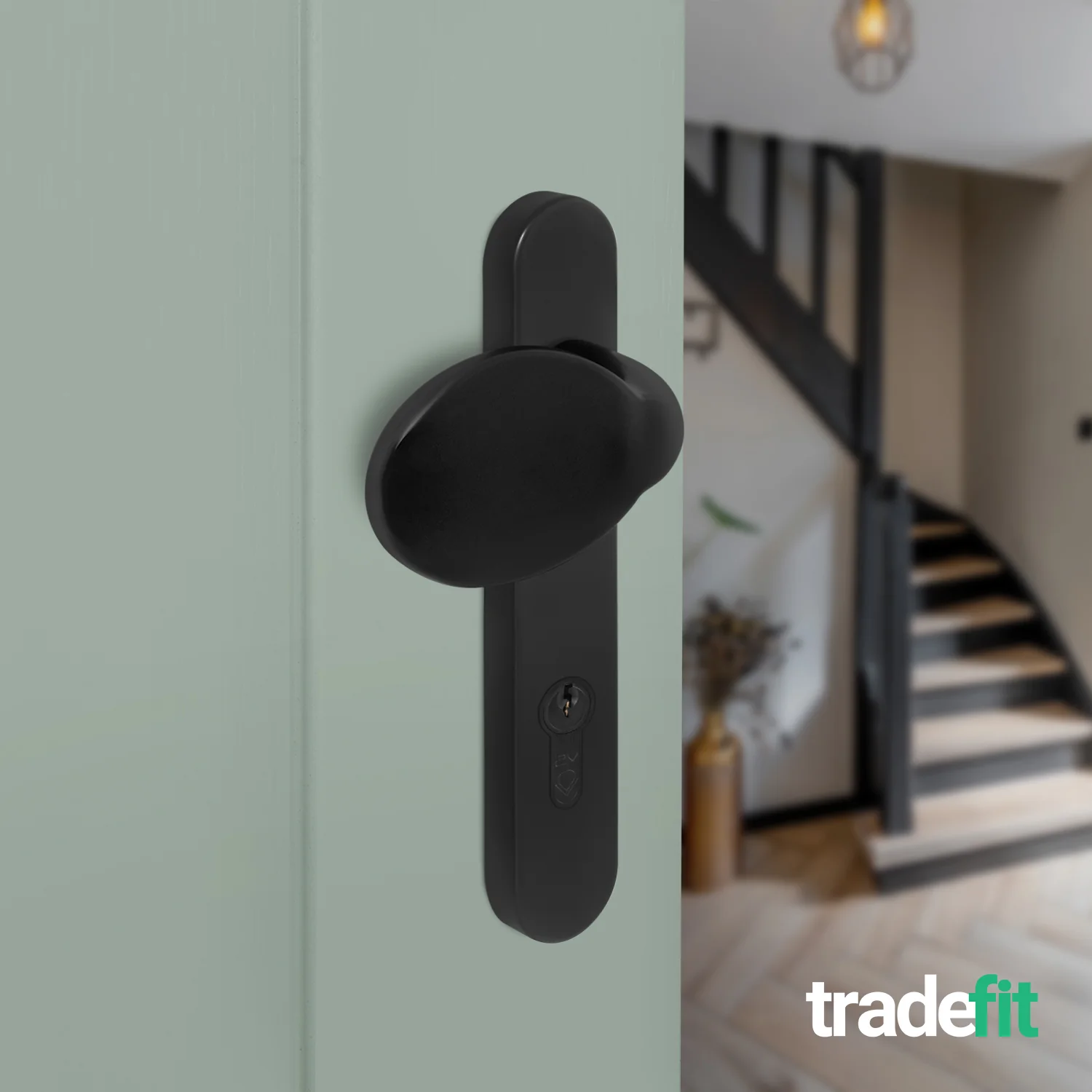 Black UPVC Lever Pad Door Handles - 92mm PZ Centres - 122mm Fixing Centres - 212 x 34mm - Image 6