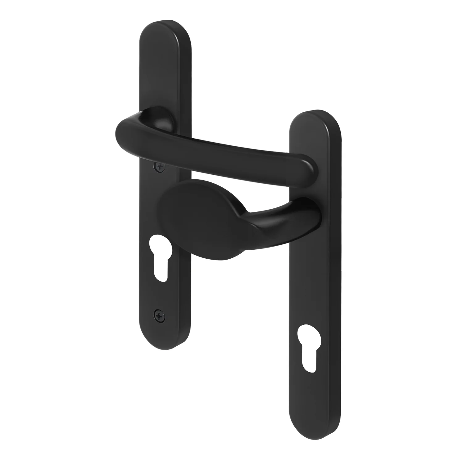 Black UPVC Lever Pad Door Handles - 92mm PZ Centres - 122mm Fixing Centres - 245 x 34mm