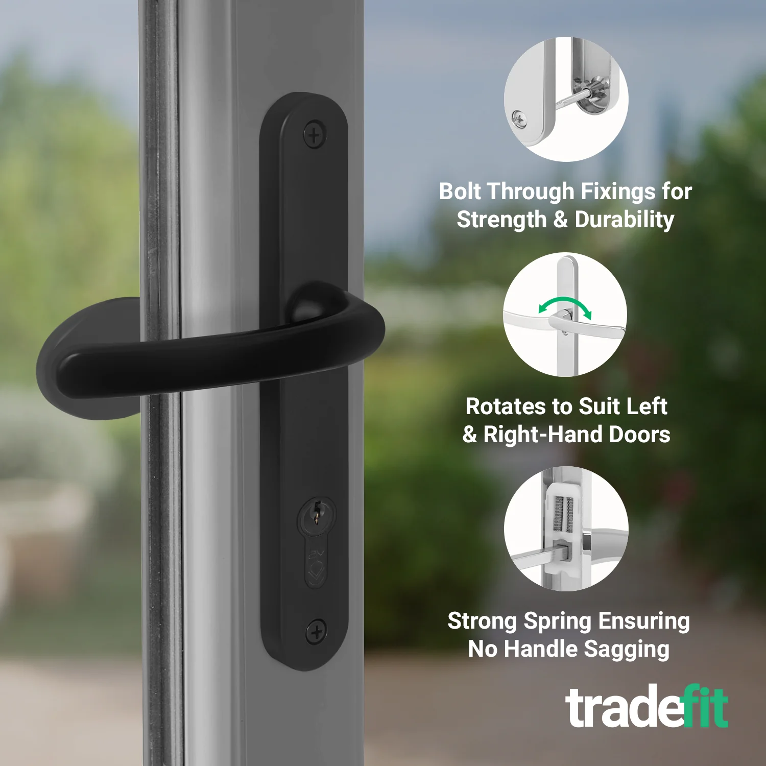 Black UPVC Lever Pad Door Handles - 62mm PZ Centres External/92mm PZ Internal - 212mm Fixing Centres - Image 4